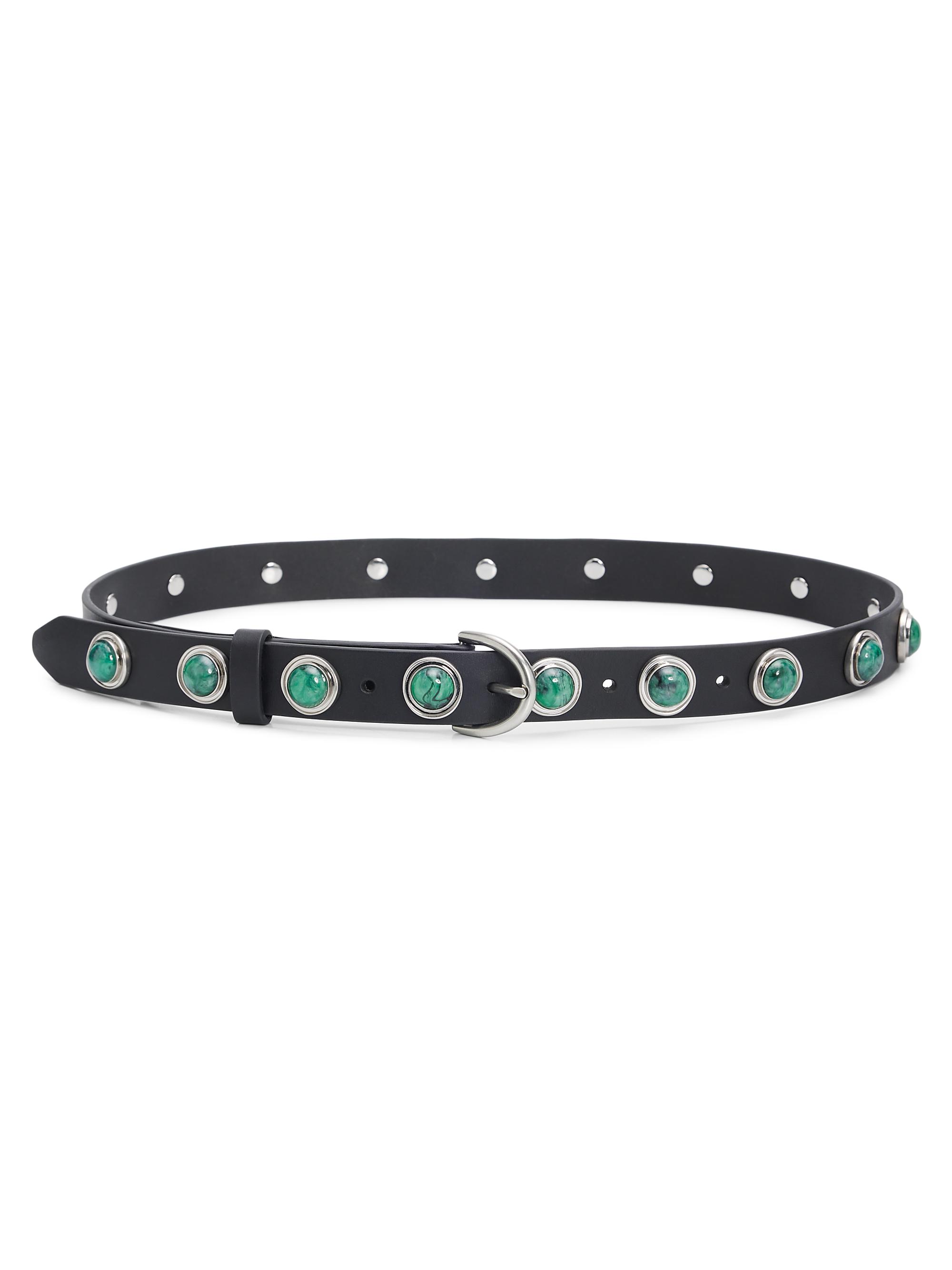 rag & bone Women's Celia Stud Leather Belt - Black