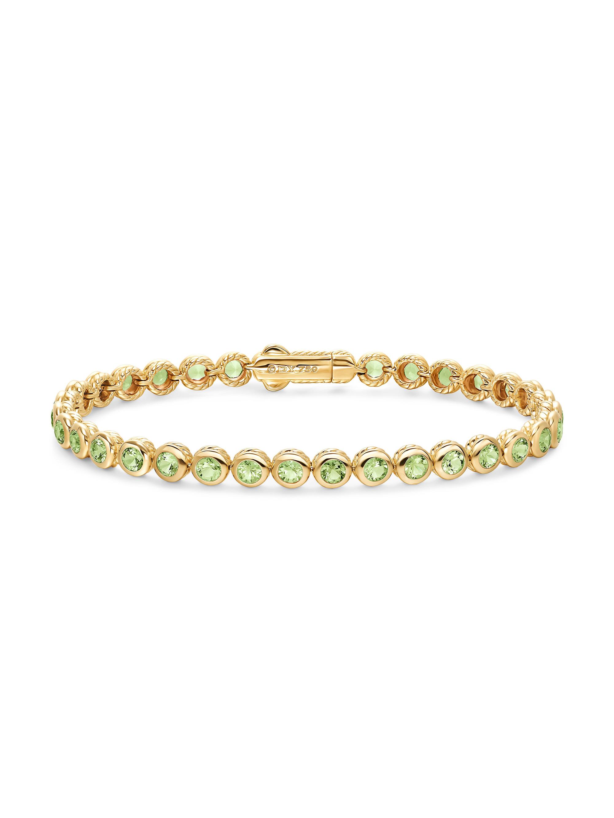 David Yurman Women's Bezel Set Tennis Bracelet in 18K Yellow Gold - Peridot