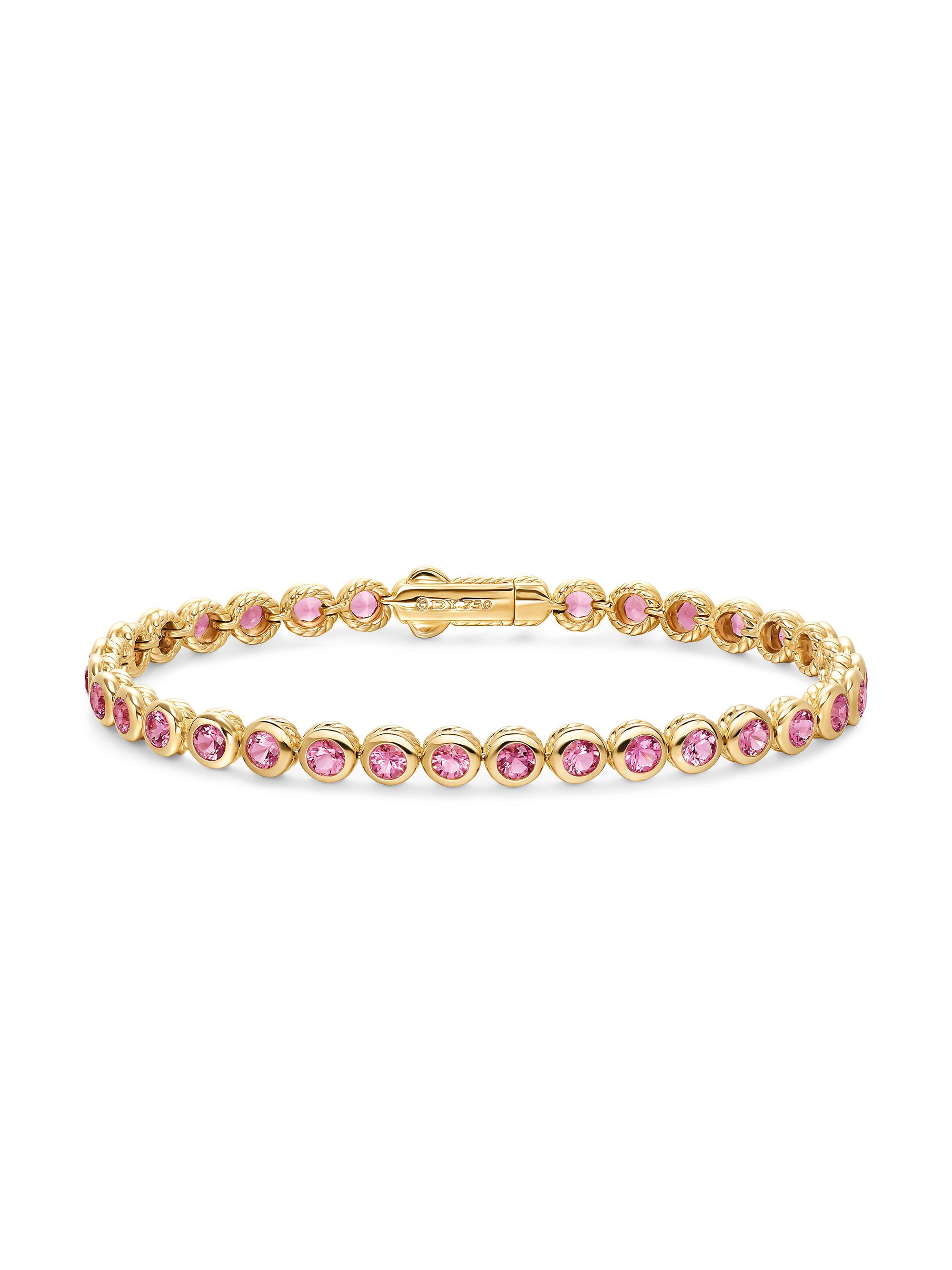 David Yurman Women's Bezel Set Tennis Bracelet in 18K Yellow Gold - Pink Tourmaline