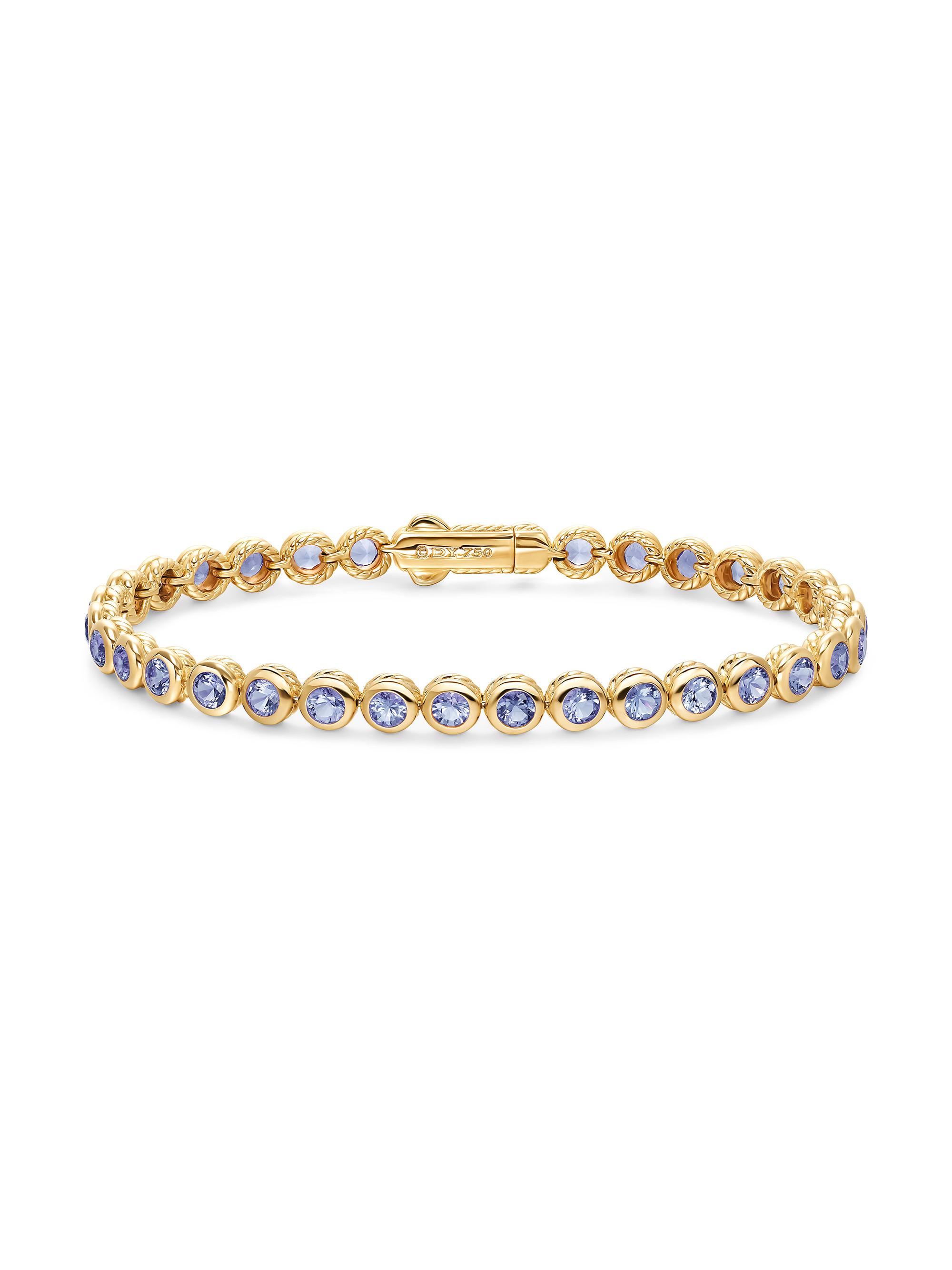 David Yurman Women's Bezel Set Tennis Bracelet in 18K Yellow Gold - Tanzanite