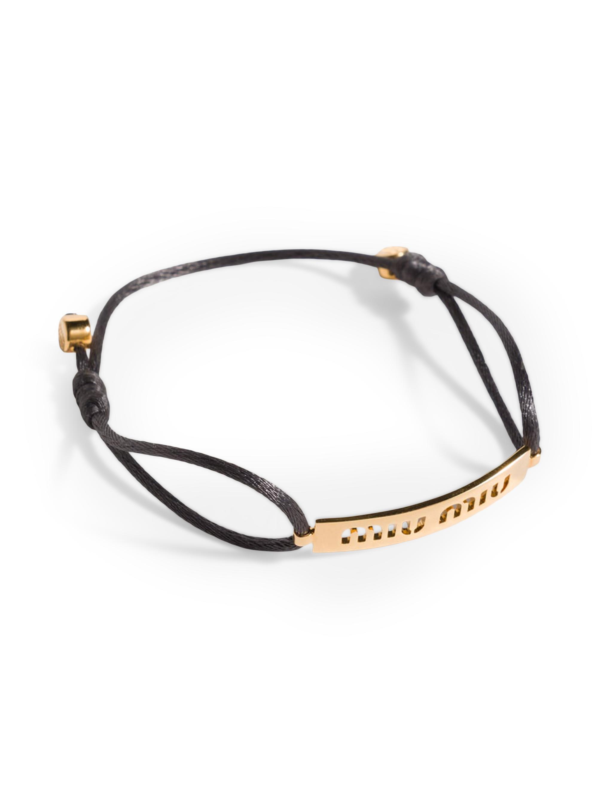 Miu Miu Women's Metal and Cord Bracelet - Black Multi