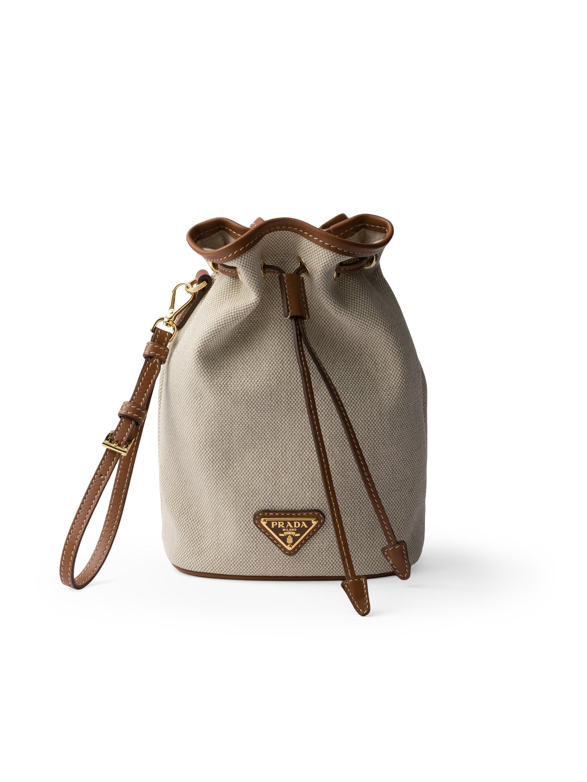 Prada Women's Canvas and Leather Pouch - Beige Khaki