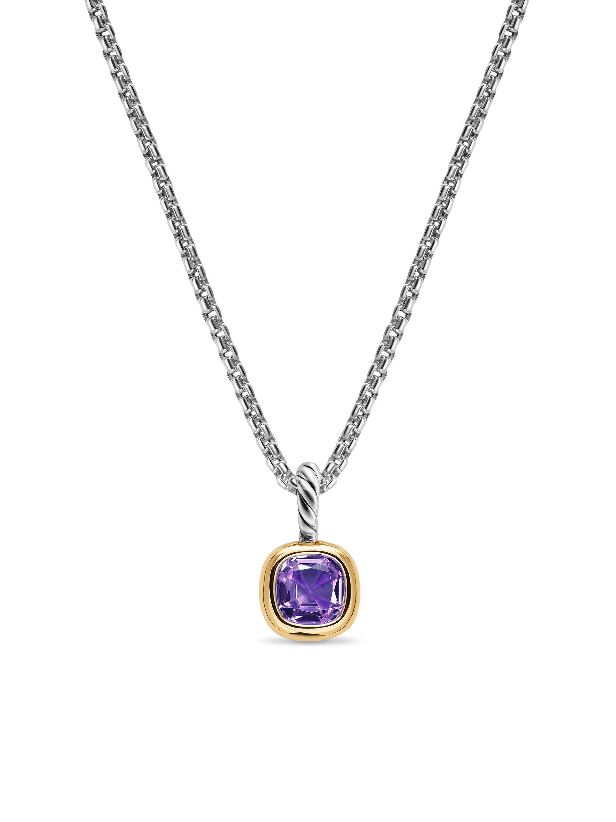 David Yurman Women's Mini Cushion Cut Amulet in Sterling Silver - Amethyst