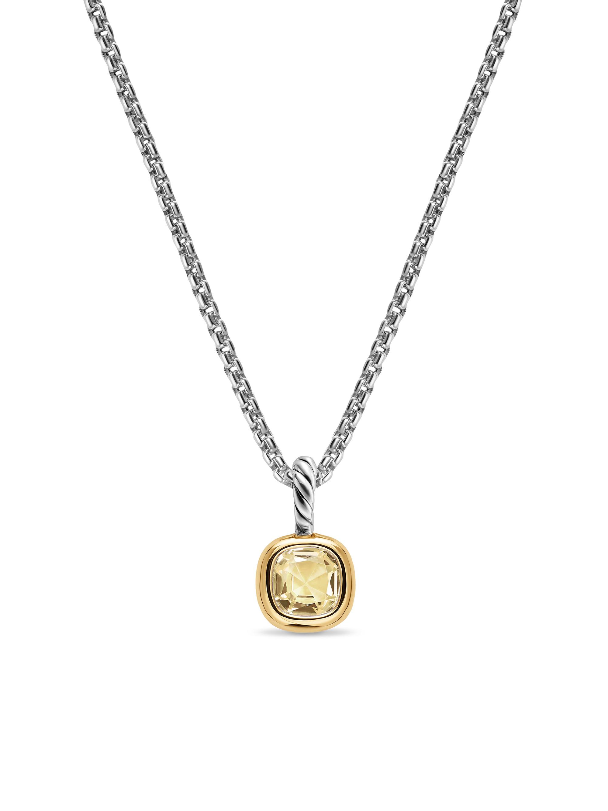 David Yurman Women's Mini Cushion Cut Amulet in Sterling Silver - Champagne Citrine