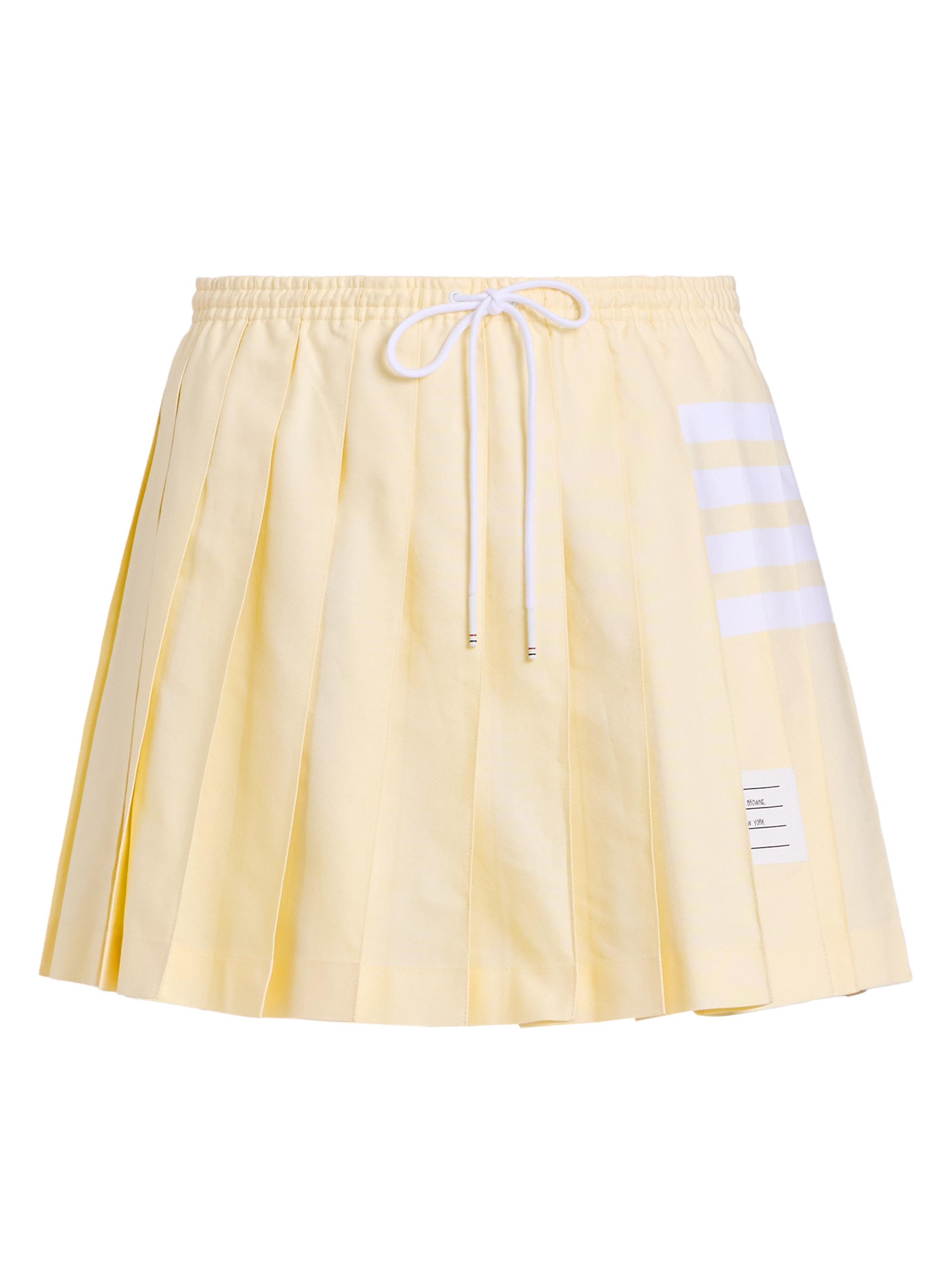 Thom Browne Women's 4-Bar Cotton Drawstring Miniskirt - Pale Yellow - Women's Clothing