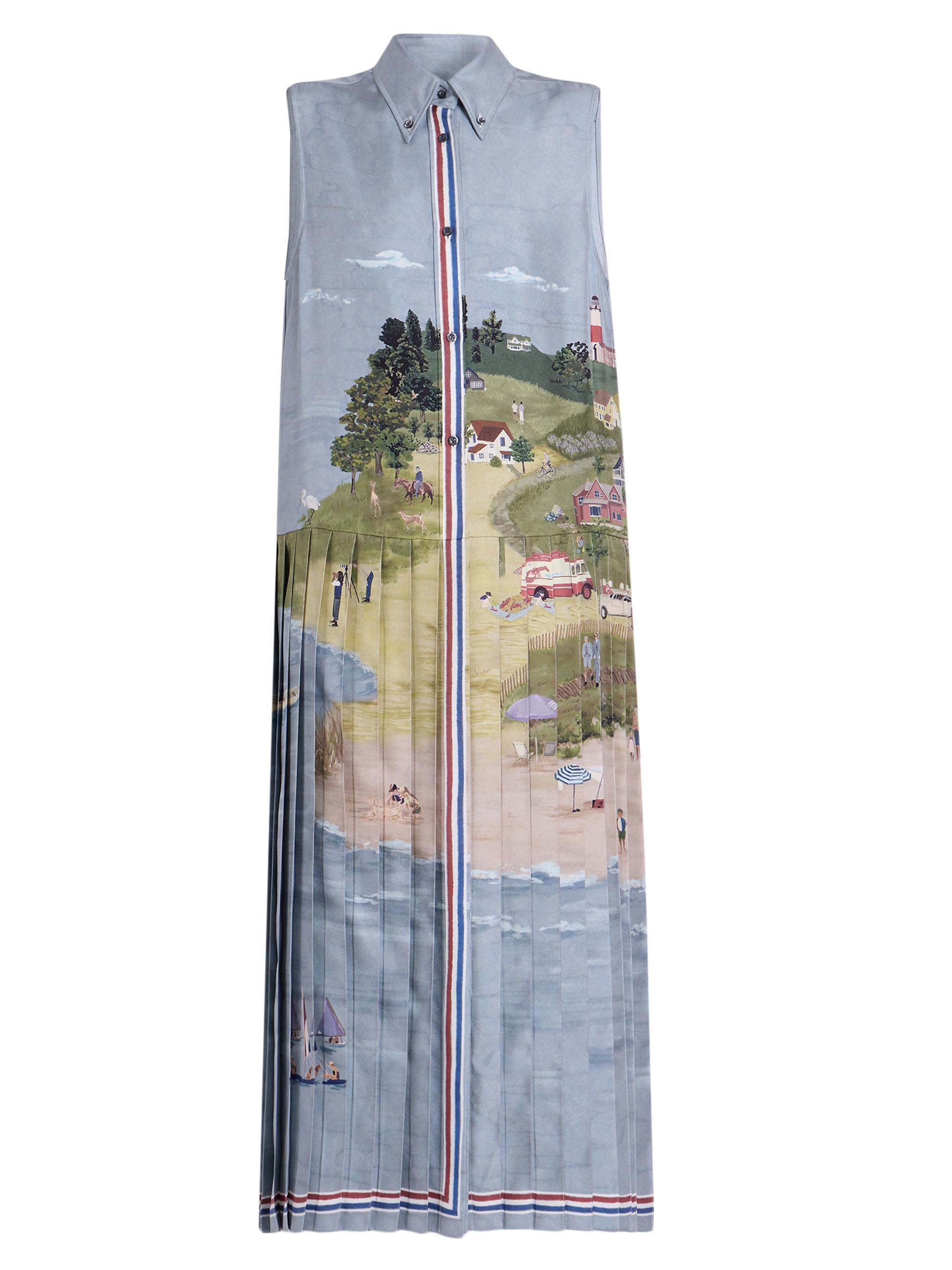 Thom Browne Women's Scenic Coastline Silk Shirtdress - Women's Clothing