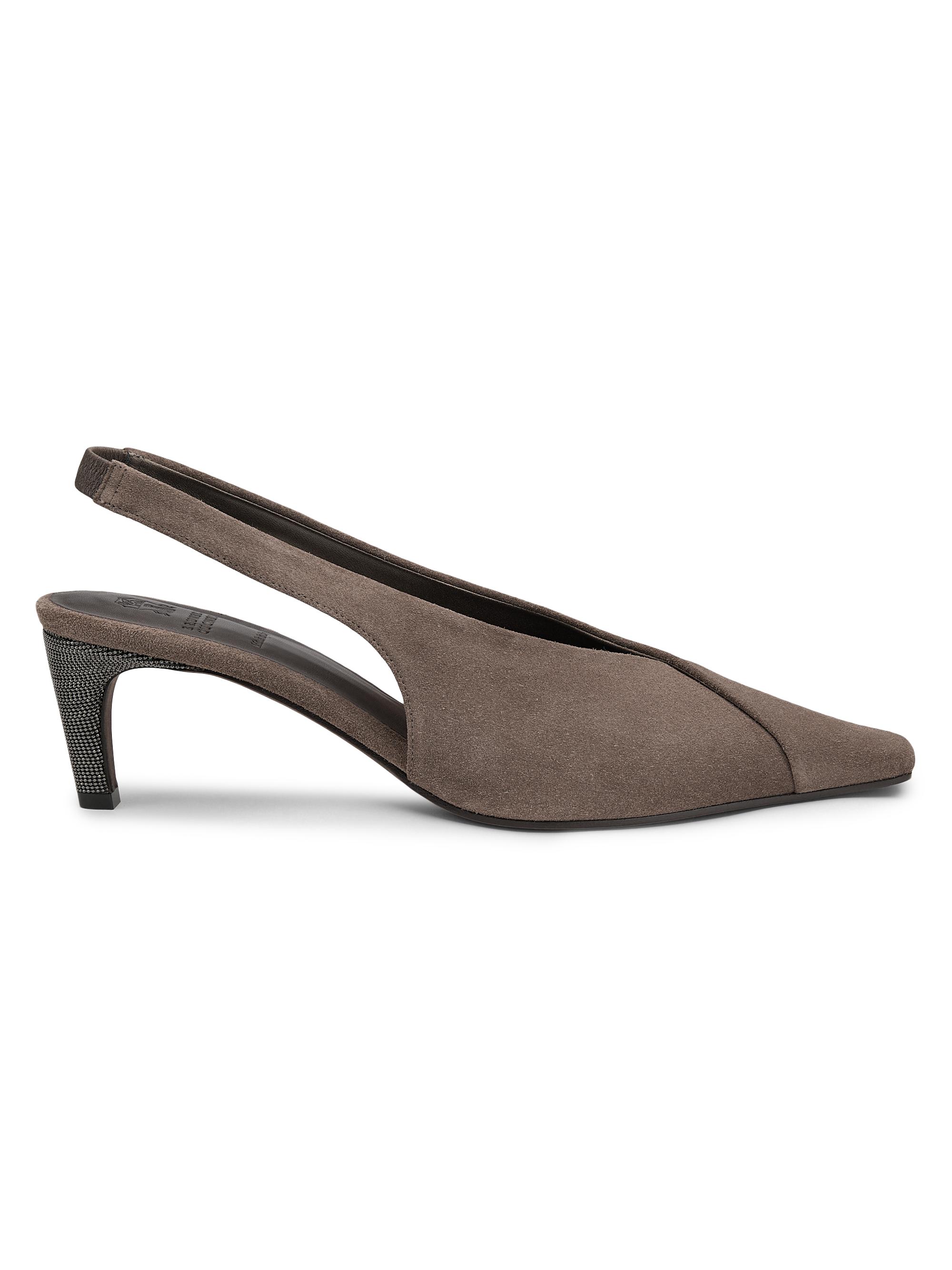 Brunello Cucinelli Women's Suede Snip-Toe Slingback Pumps - Brown