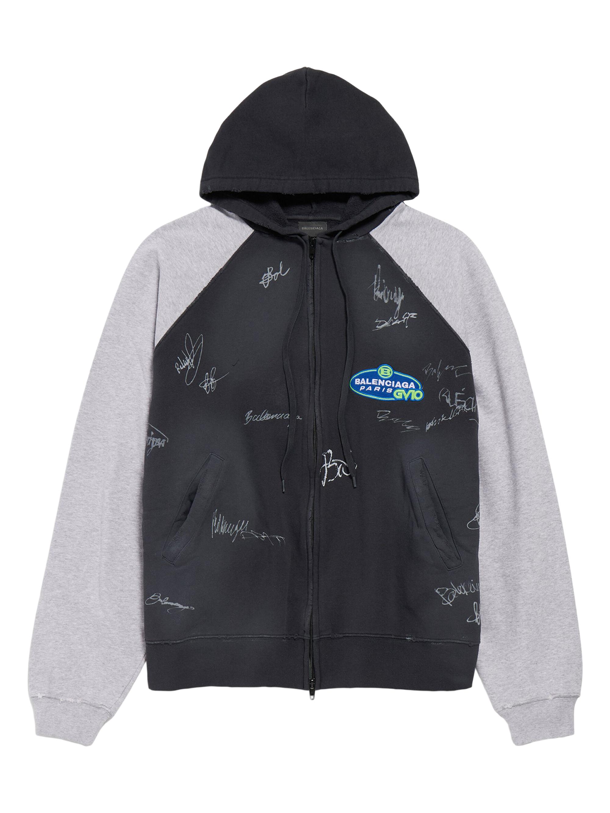 Balenciaga Men's Banana Raglan Oversized Zip-Up Hoodie - Faded Black