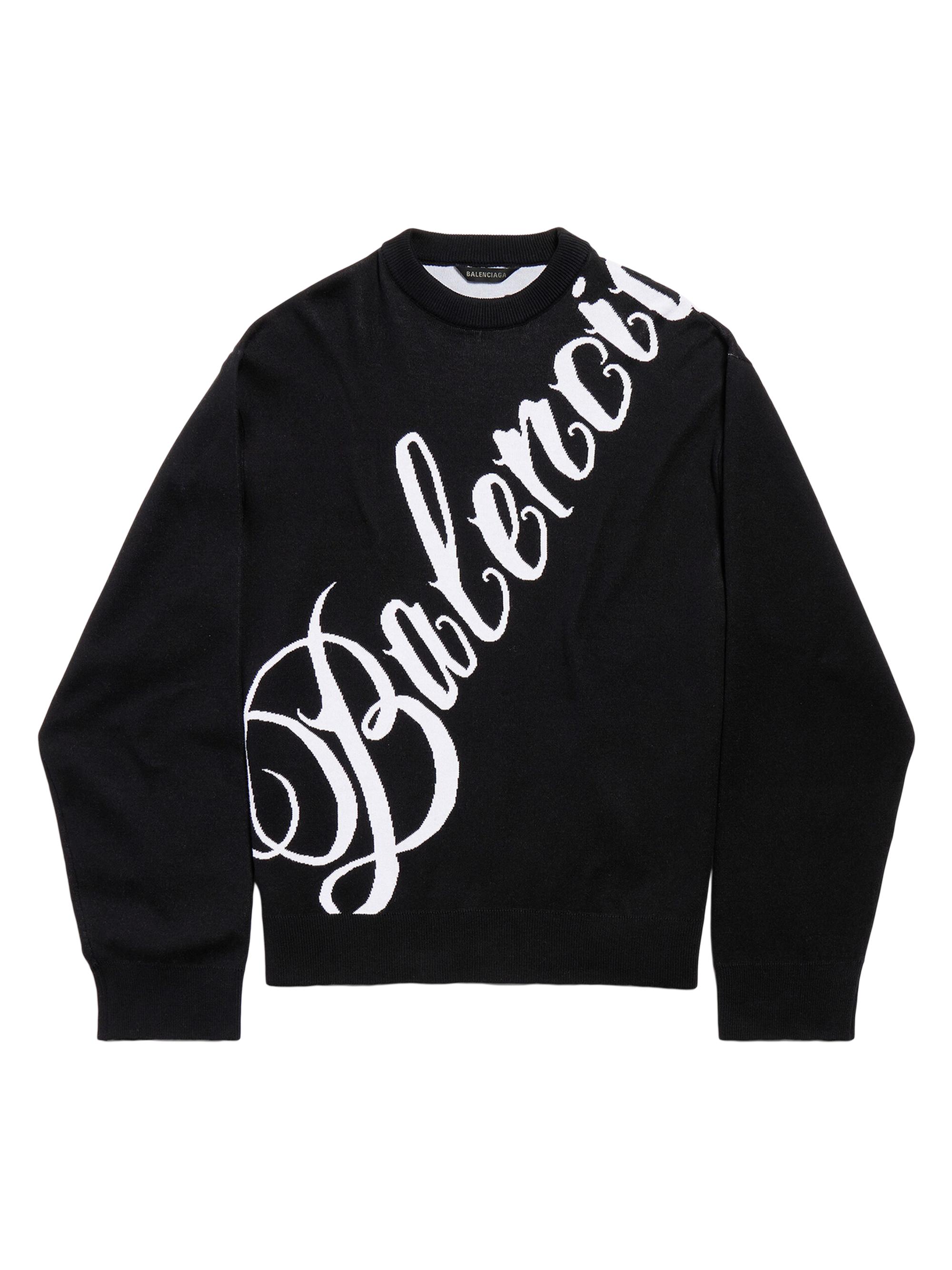 Balenciaga Men's Big B Crewneck Sweater - Black White