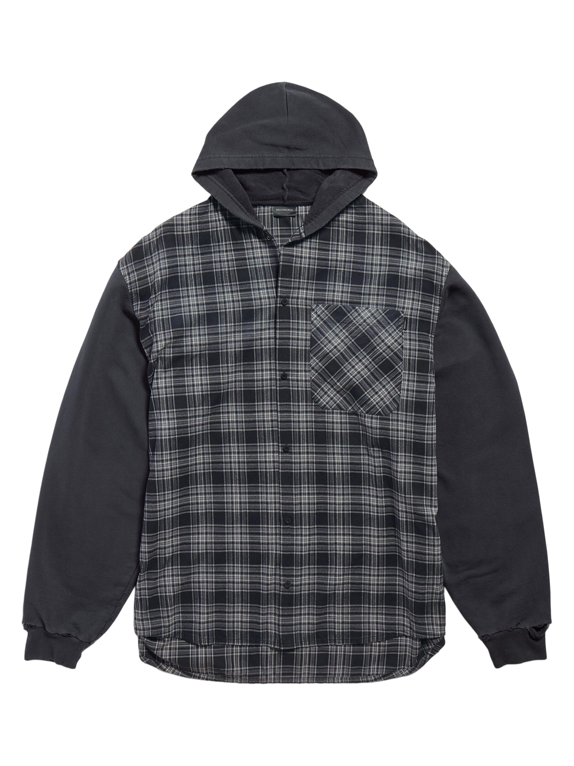 Balenciaga Men's Hooded Hybrid Shirt - Grey