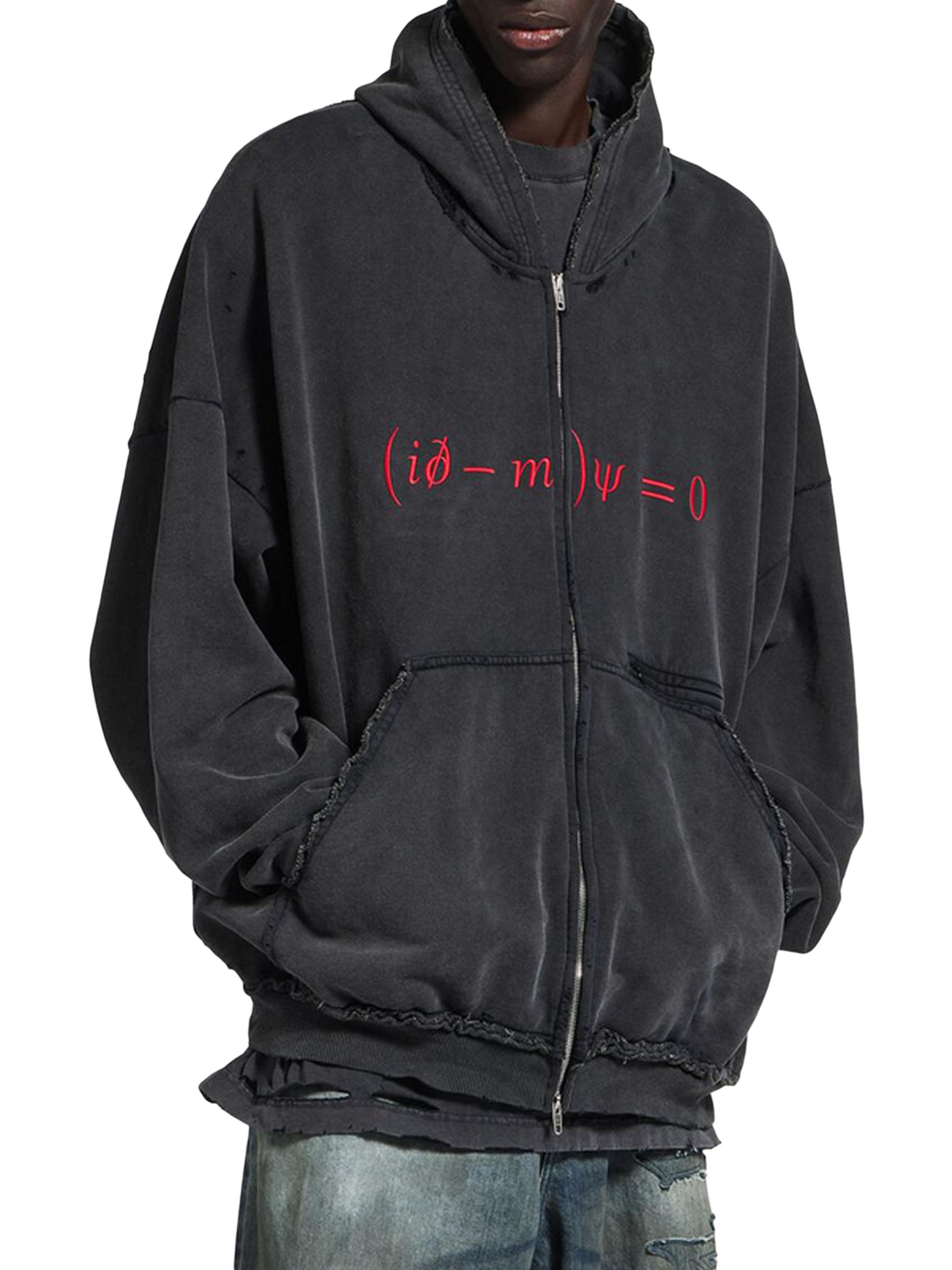 Balenciaga Dirac Equation Pulled Zip-Up Large Fit Hoodie | Saks
