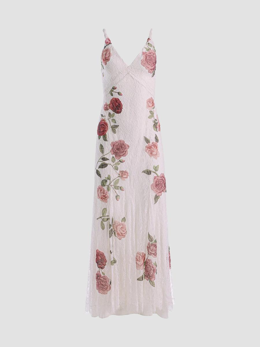 ALICE + OLIVIA Nisa Floral Lace A-Line Maxi Gown | Saks Fifth Avenue