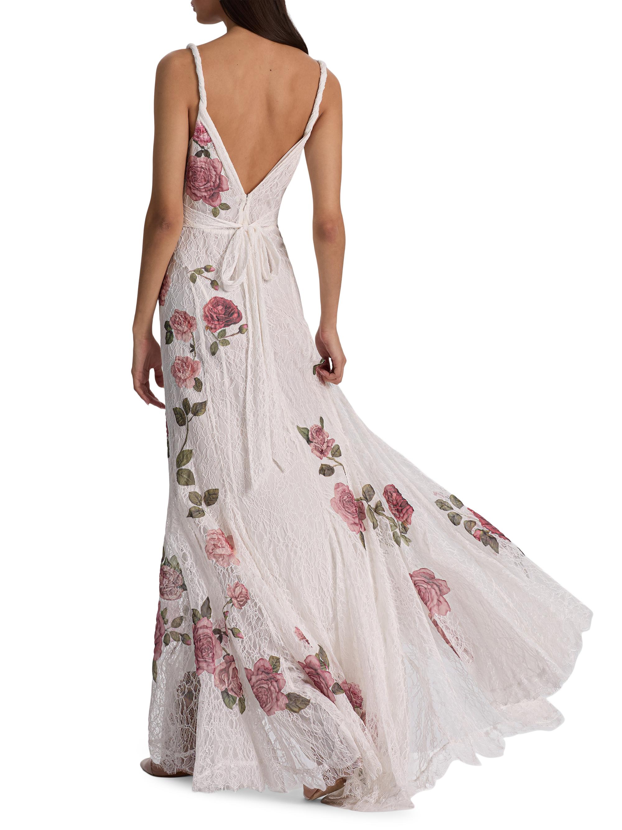 ALICE + OLIVIA Nisa Floral Lace A-Line Maxi Gown | Saks Fifth Avenue