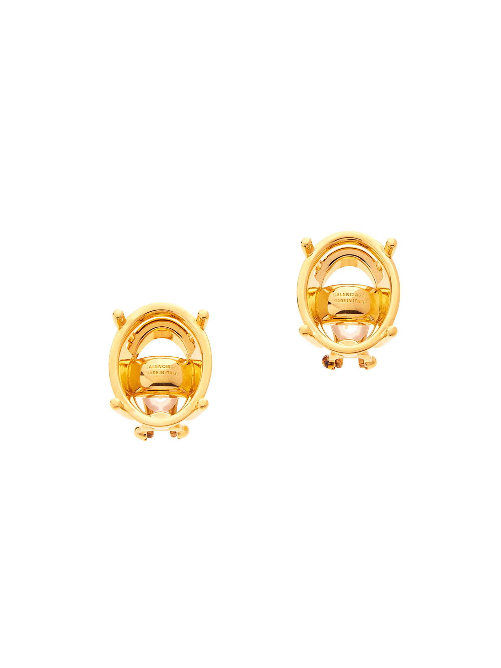 Balenciaga Women's Frame Oval Earrings - Shiny Gold