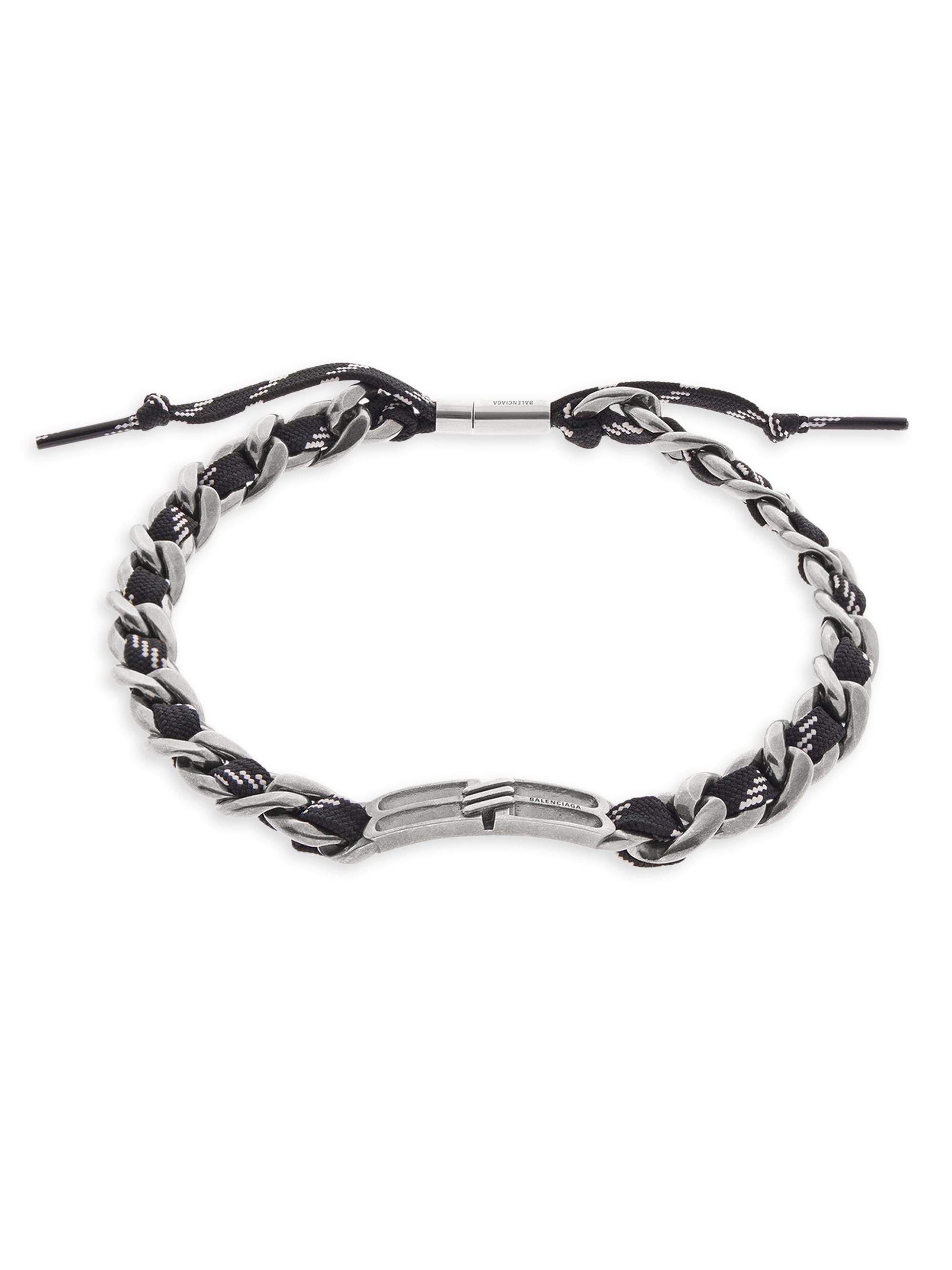 Balenciaga Men's BB Icon Lace Choker - Antique Silver