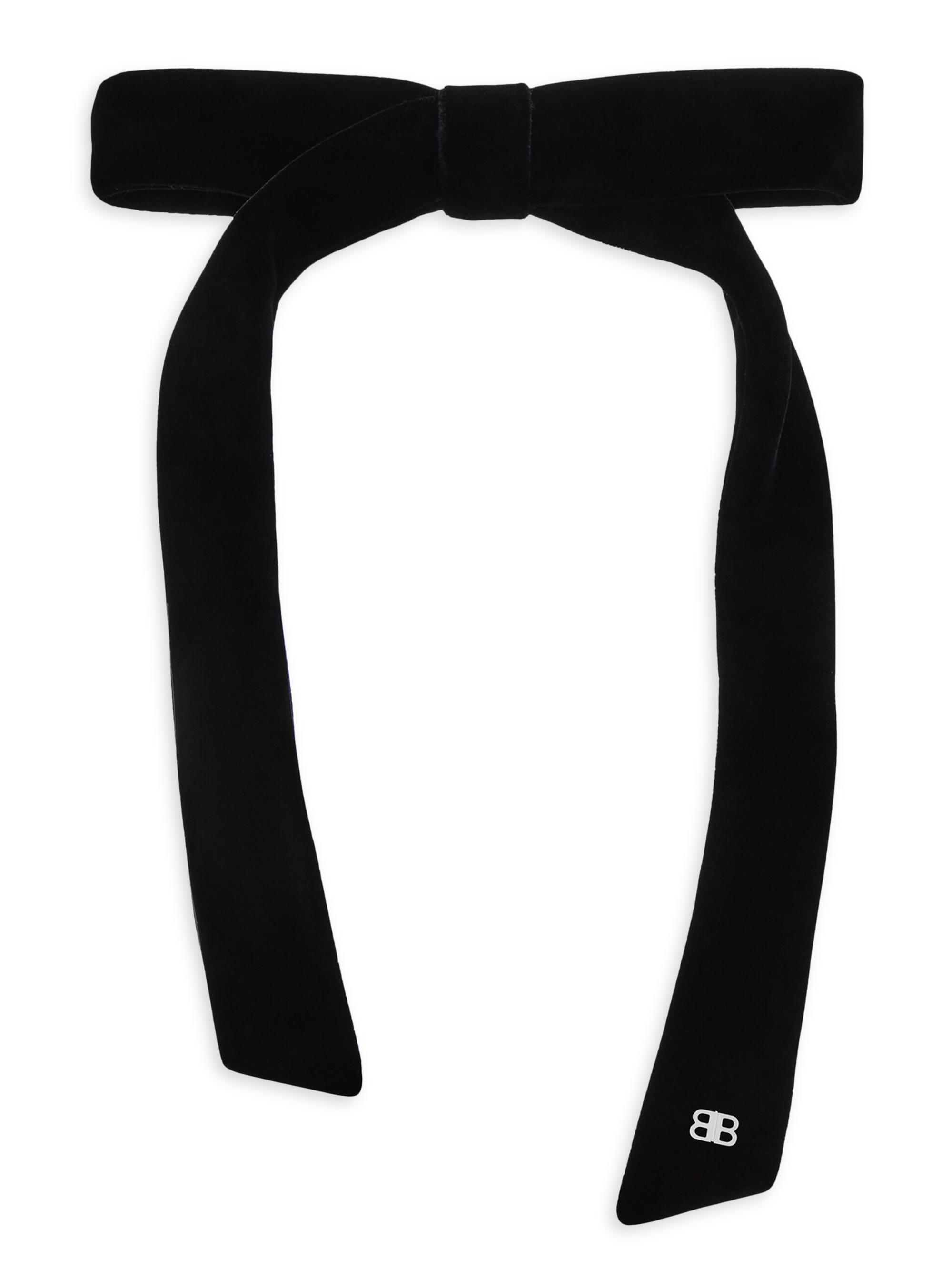 Balenciaga Women's Holli Thin Hair Bow - Black Shiny Silver