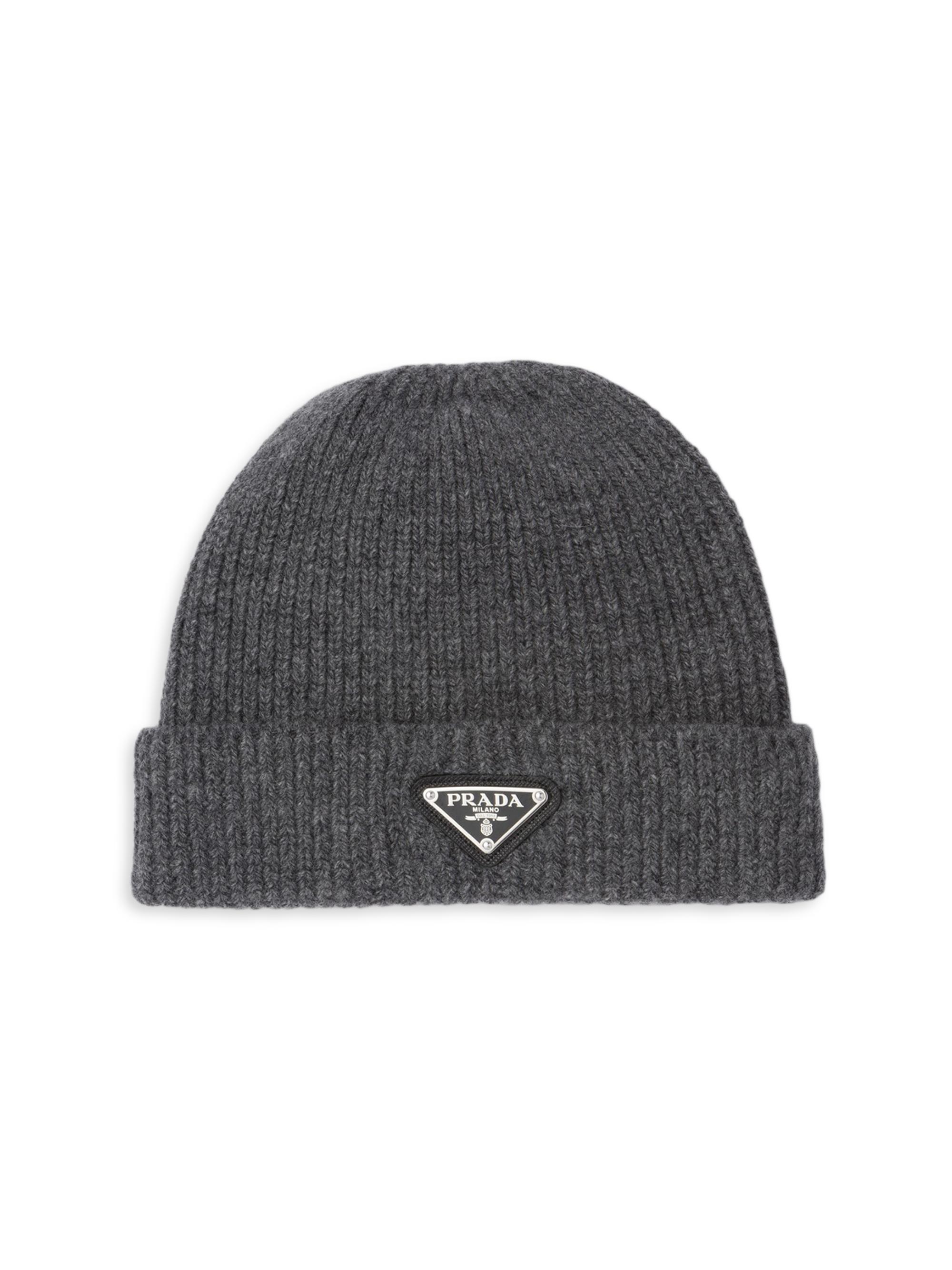 Prada Men's Wool and Cashmere Beanie - Grey | Thumbnail 4