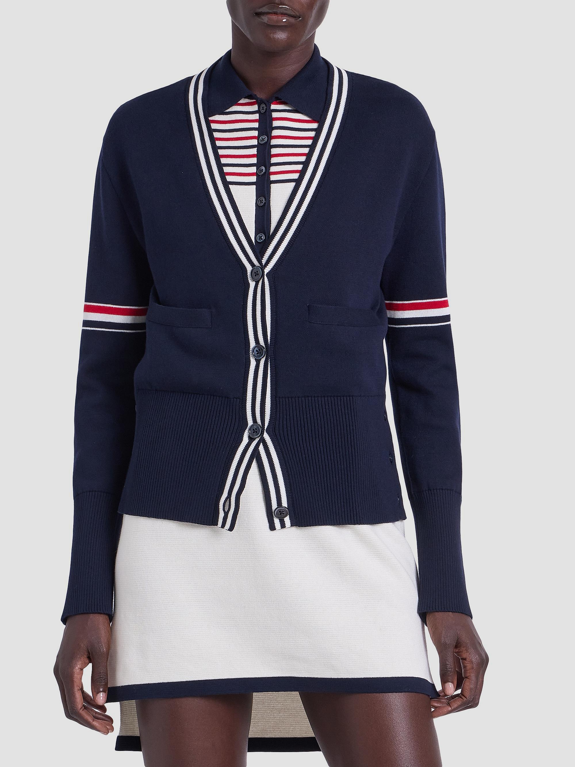 Thom Browne Sailboat Jacquard V-Neck Cardigan | Saks Fifth Avenue