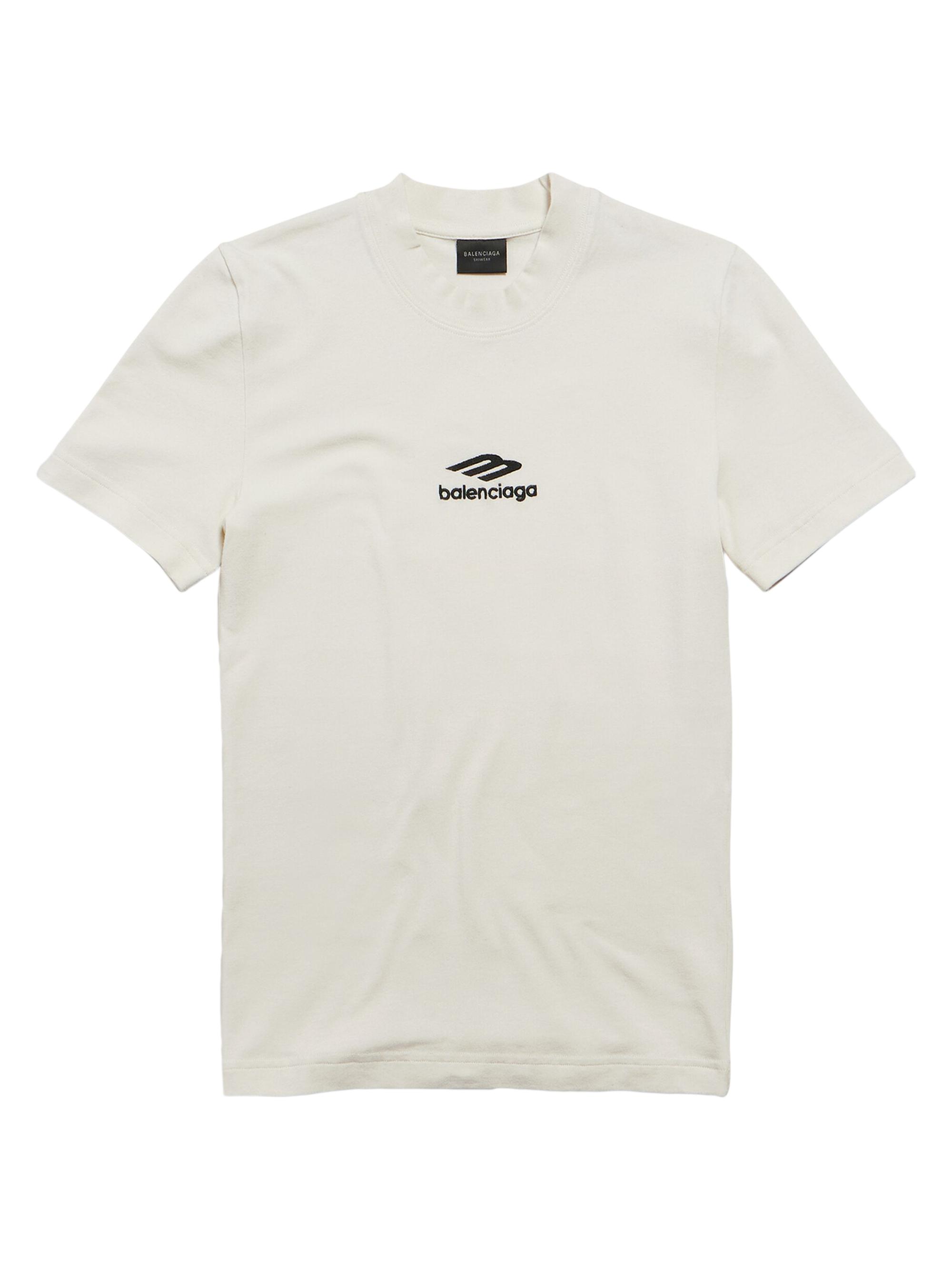 Balenciaga Women's 3B Sports Icon Fitted Crewneck T-Shirt - Chalky White