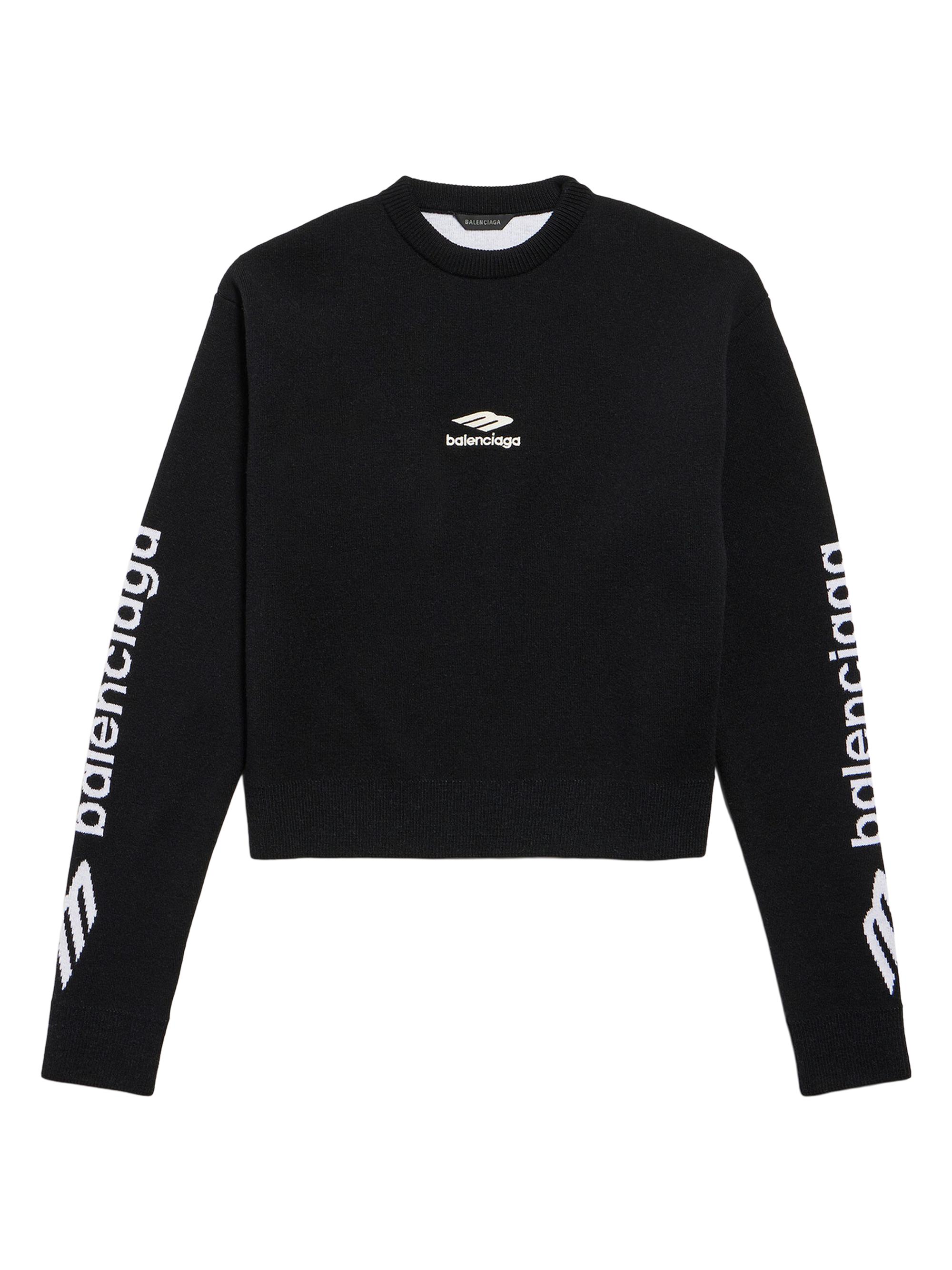 Balenciaga Women's 3B Sports Icon Cropped Crewneck Sweatshirt - Black White