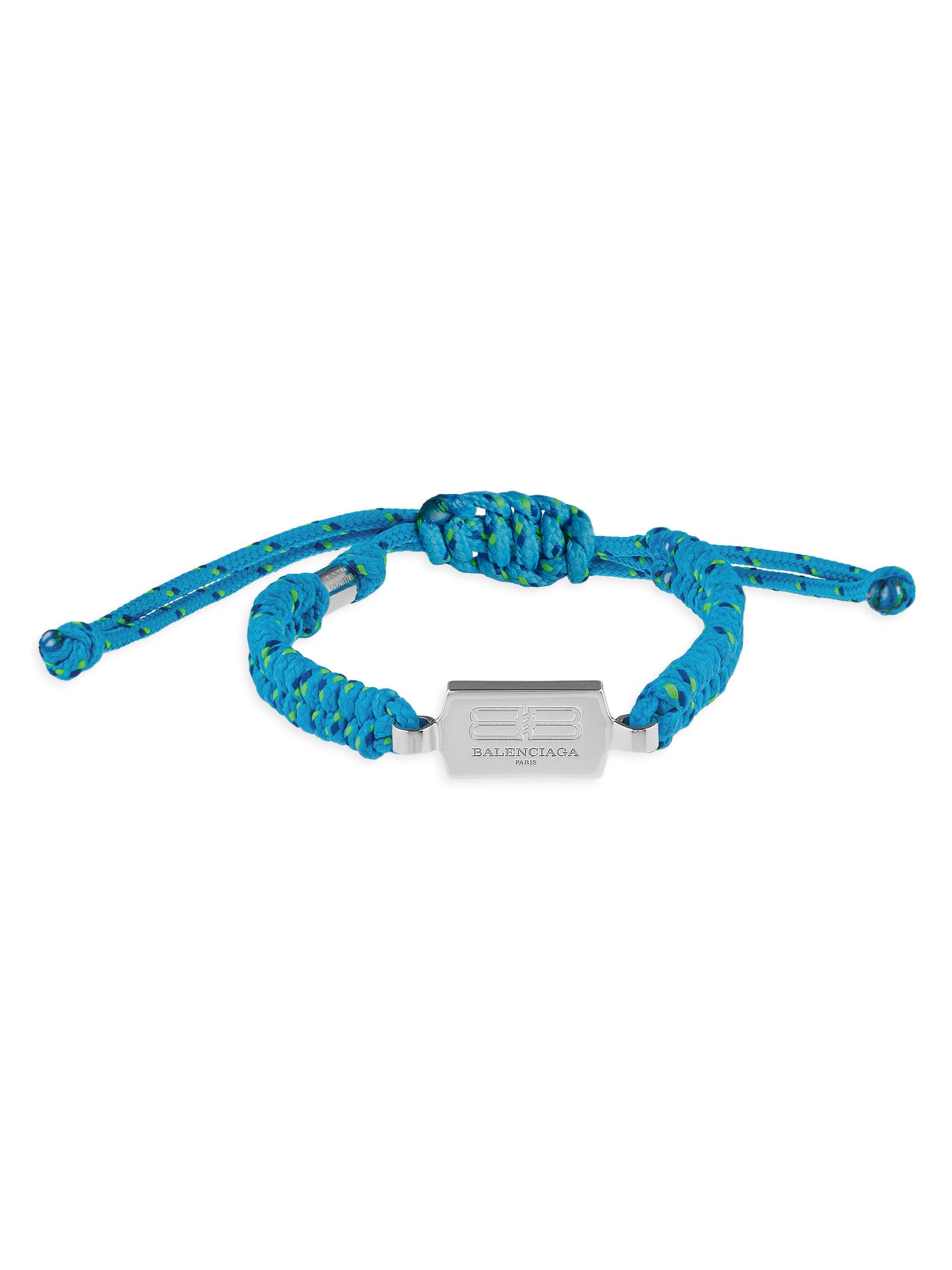 Balenciaga Men's Saint-Germain Lace Bracelet - Turquoise Green Silver