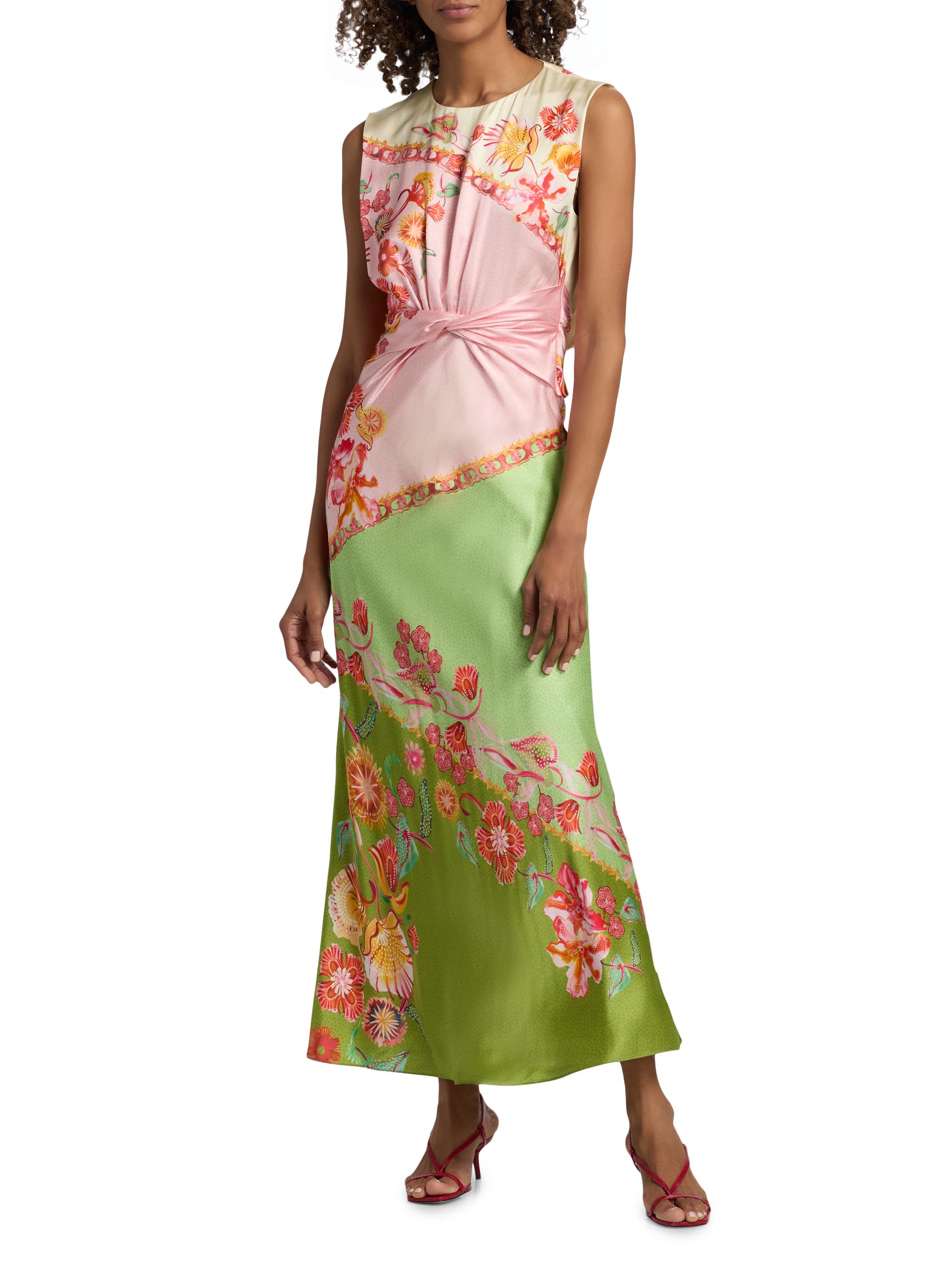 Saloni Women's Gwen Printed Satin Maxi Dress - Lilia Trellis Placement | Thumbnail 3