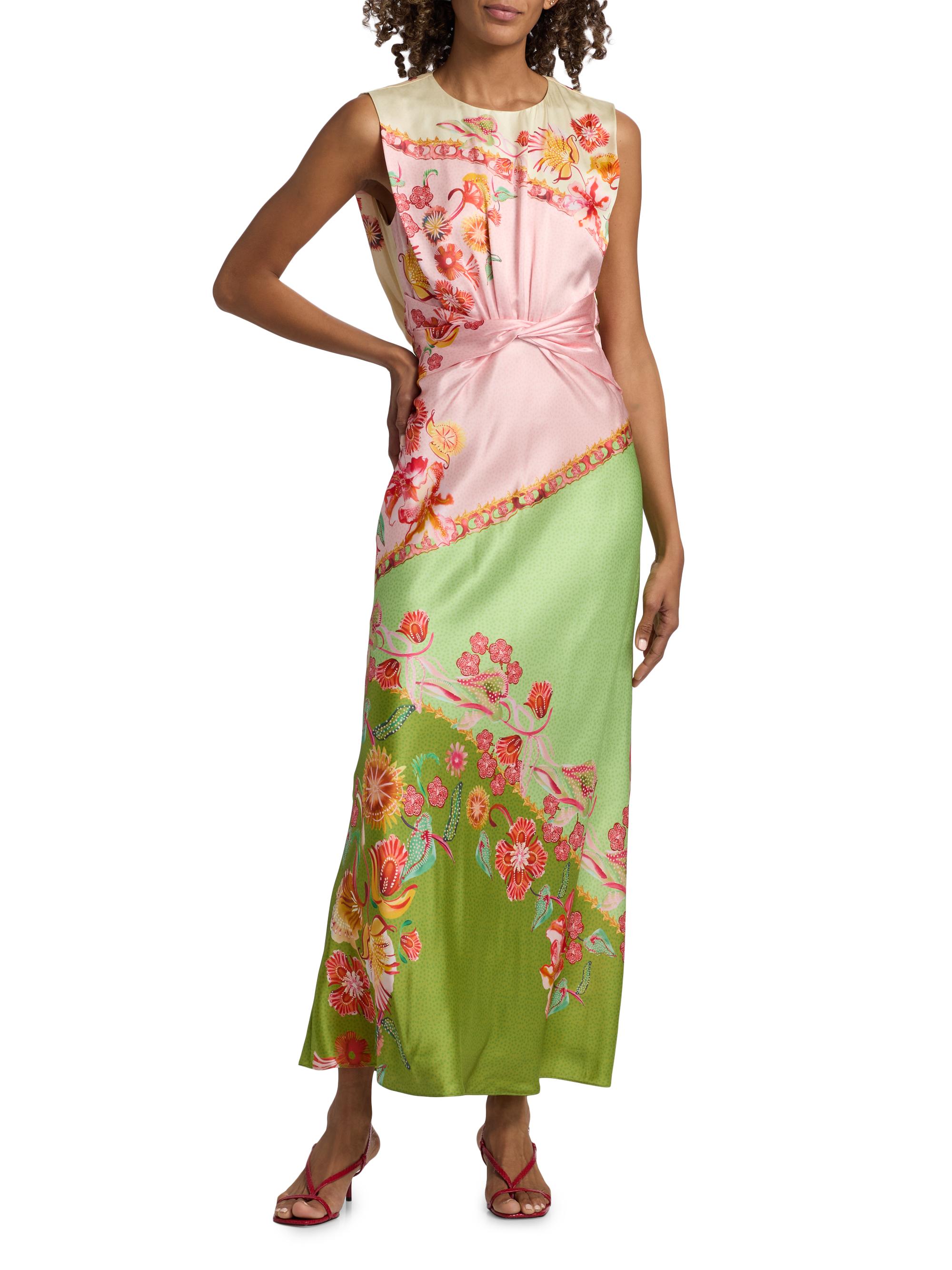 Saloni Women's Gwen Printed Satin Maxi Dress - Lilia Trellis Placement | Thumbnail 2