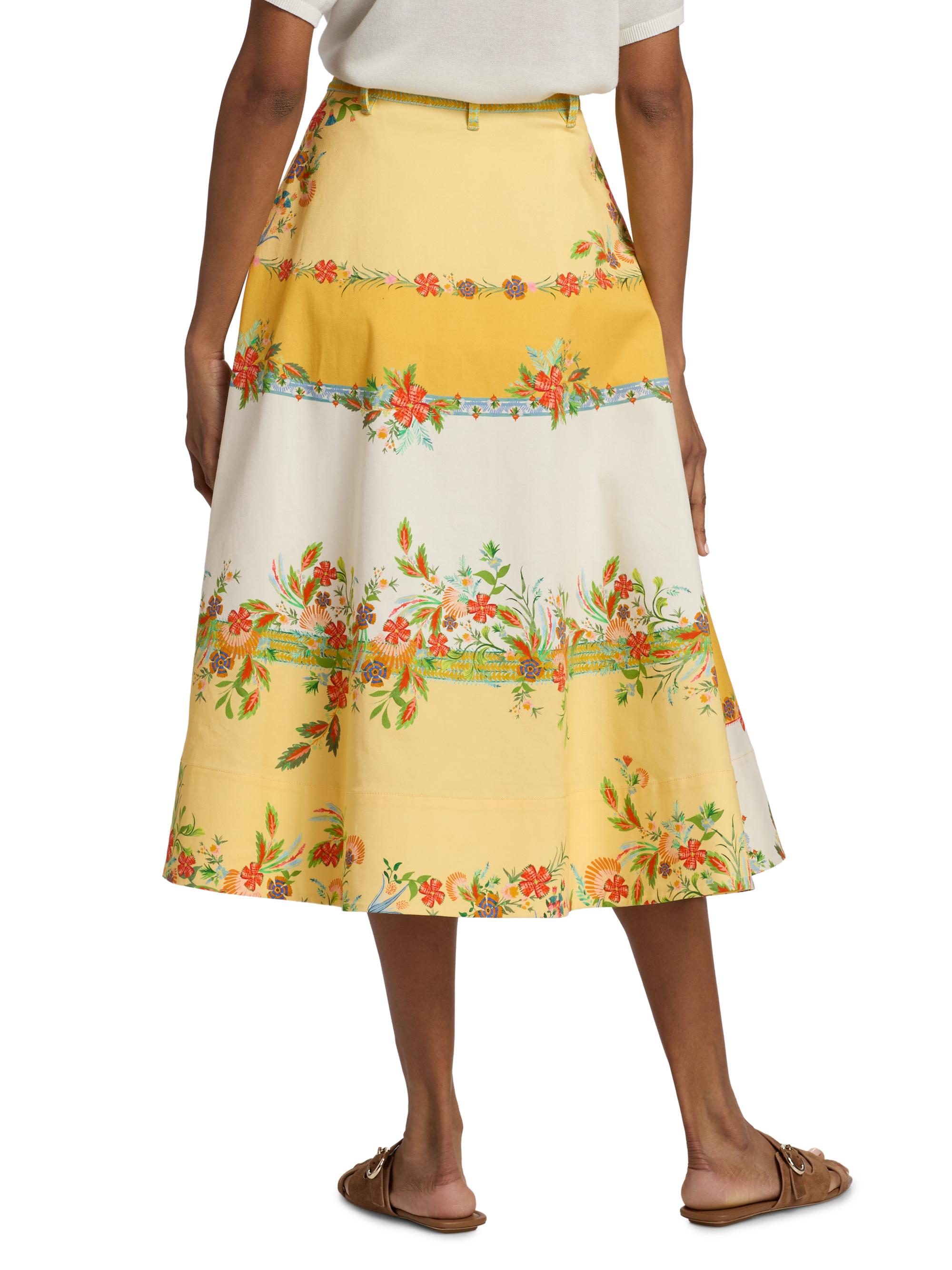 Saloni Women's Kali Zinnia Patchwork Midi-Skirt - Zinnia Patchwork Placement | Thumbnail 5