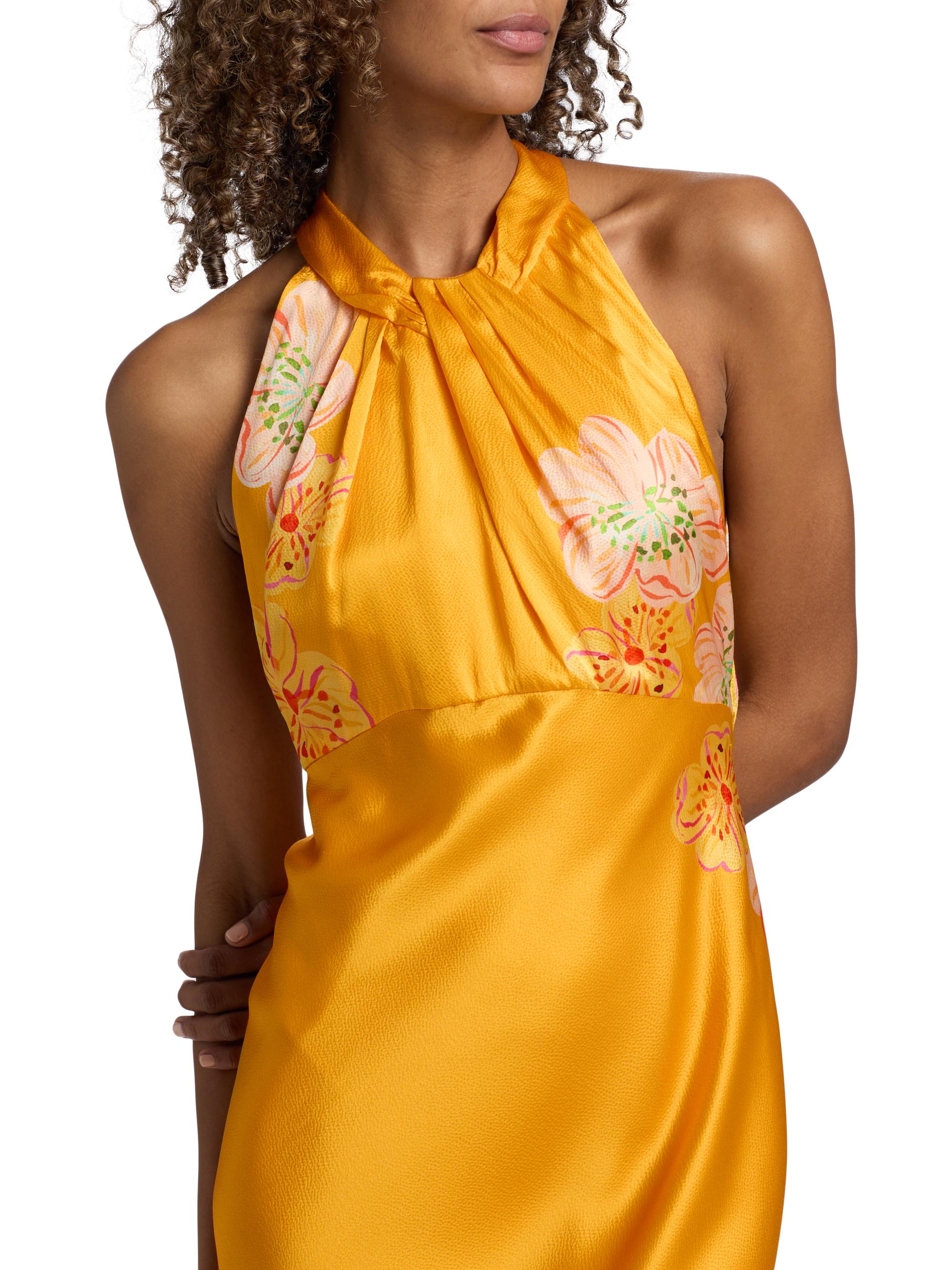 Saloni Women's Cozette Silk Satin Maxi Dress - Marigold Meadow Placement | Thumbnail 6