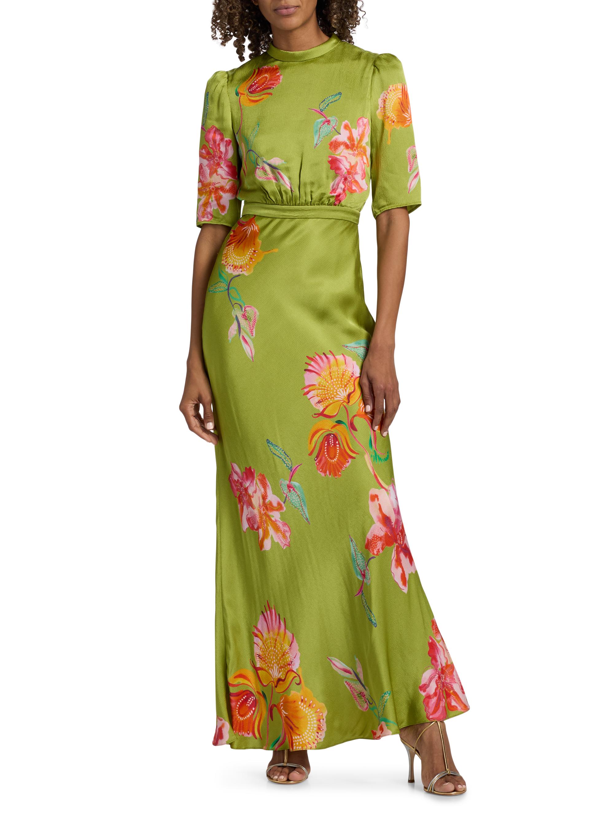 Saloni Women's Adele-B Floral Satin Maxi Dress - Lilia Garden Placement | Thumbnail 3