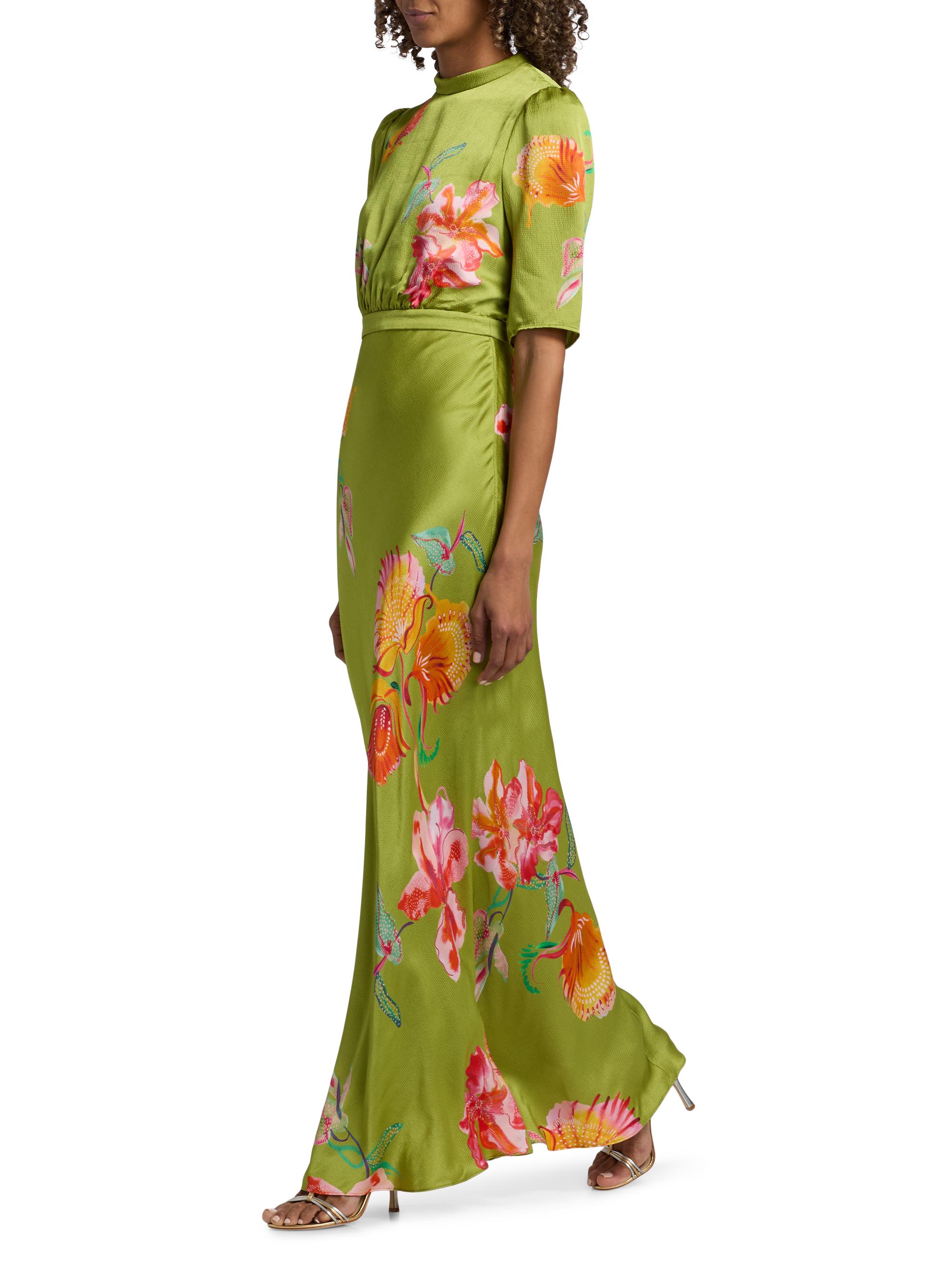Saloni Women's Adele-B Floral Satin Maxi Dress - Lilia Garden Placement | Thumbnail 2