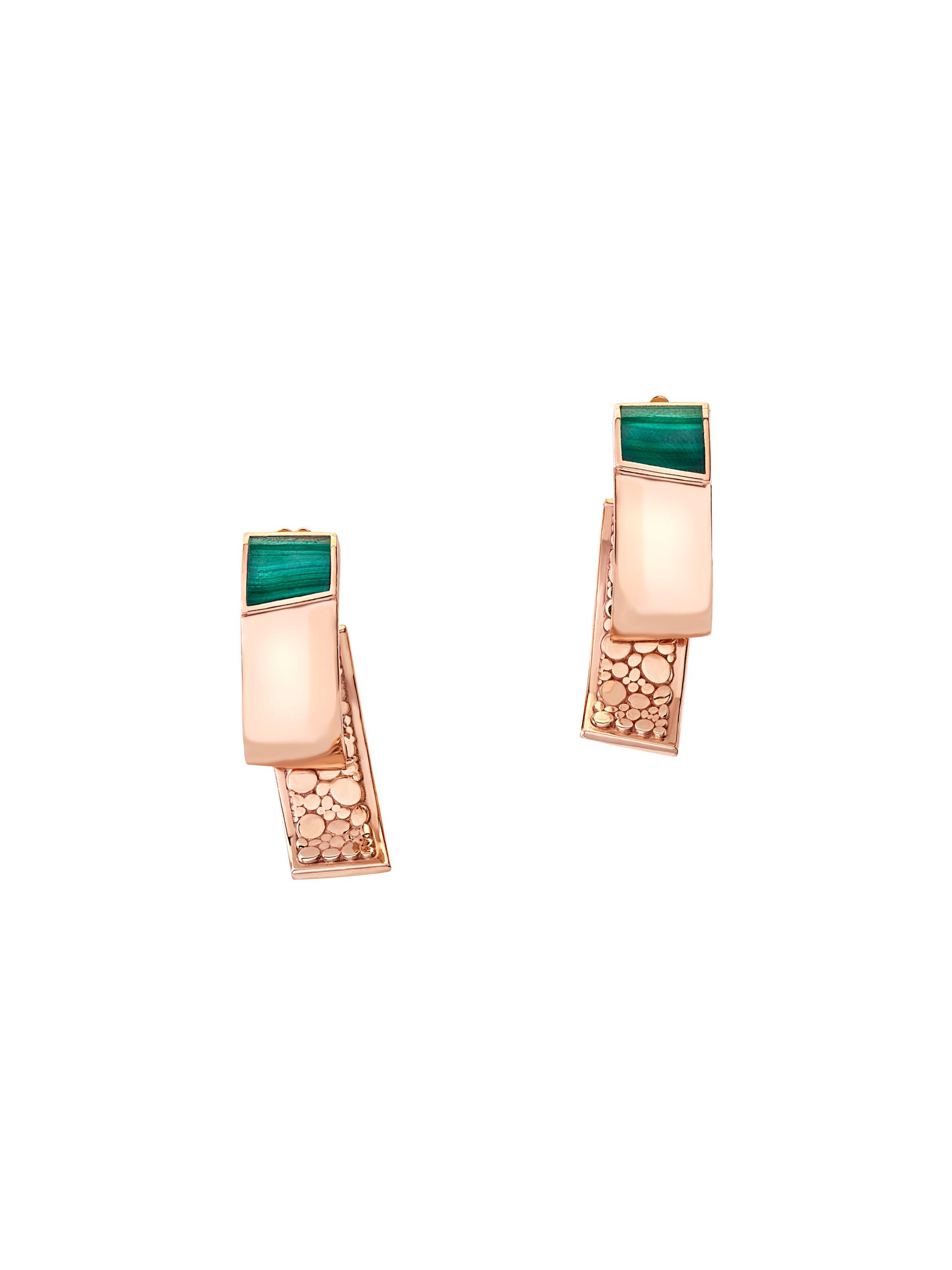 Chiarelli Milano Women's Volumi 18K Rose Gold & Malachite Drop Earrings - Rose Gold