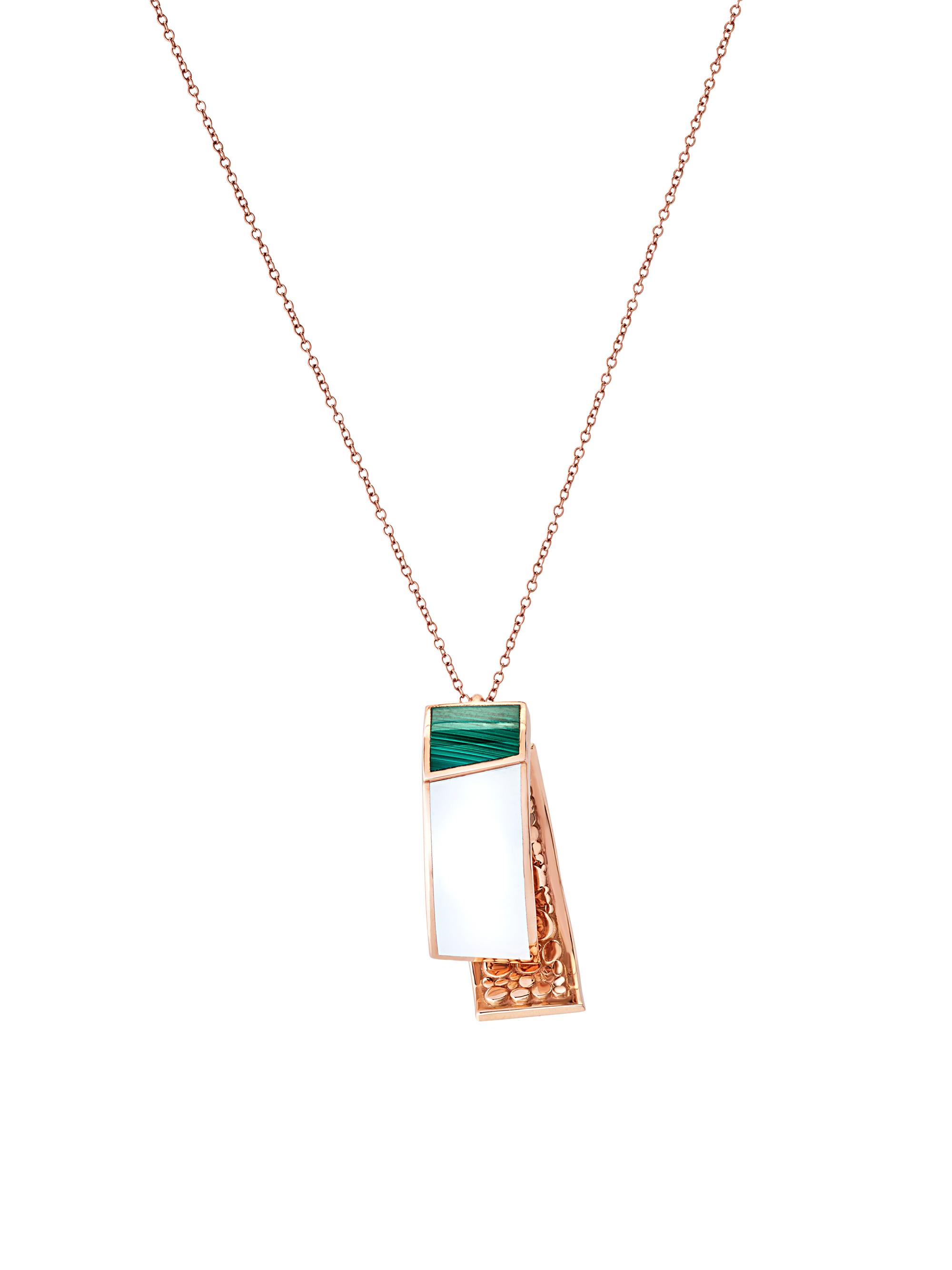 Chiarelli Milano Women's Volumi 18K Rose Gold, Enamel & Malachite Pendant Necklace - Rose Gold
