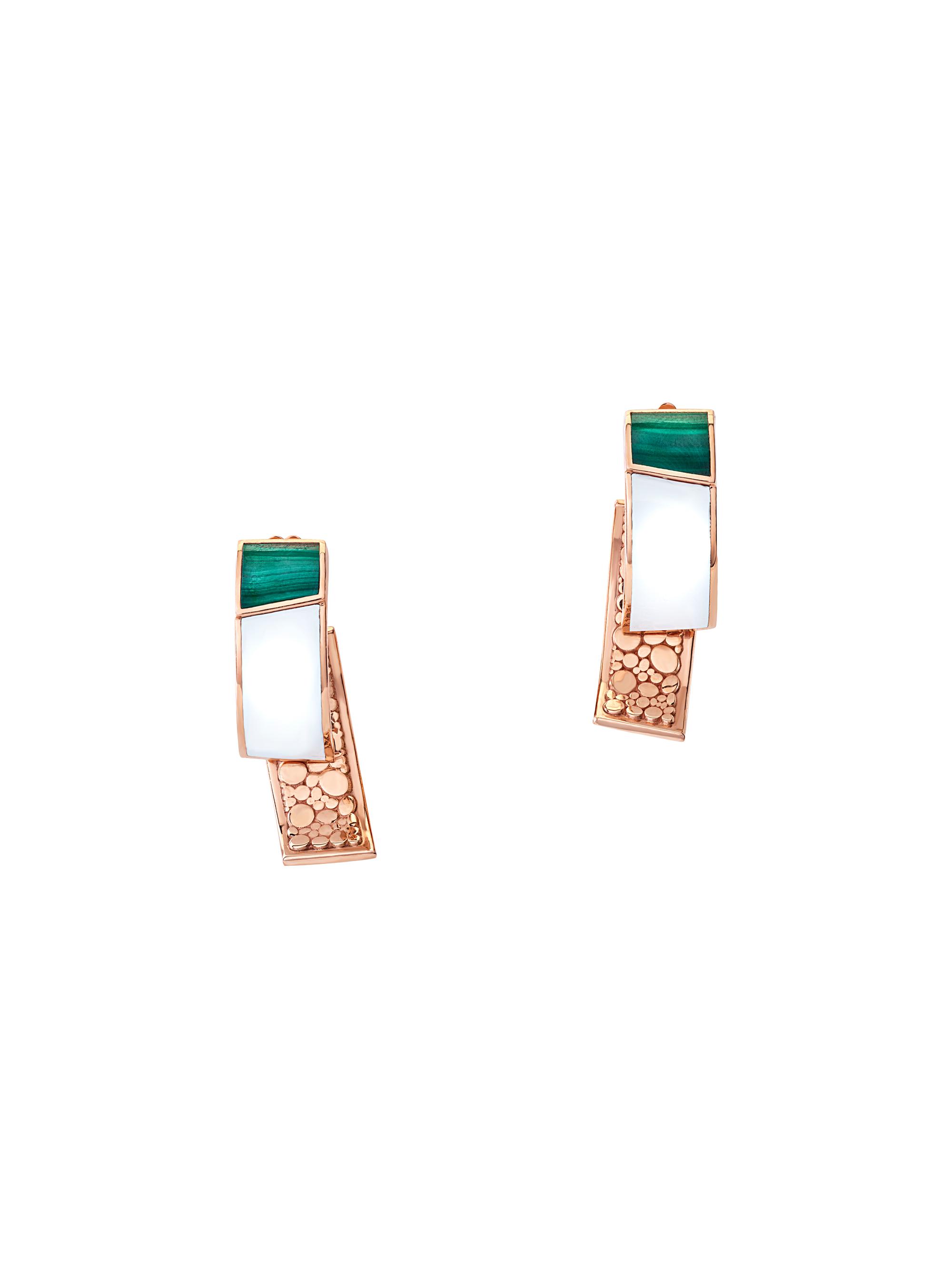 Chiarelli Milano Women's Volumi 18K Rose Gold, Enamel & Malachite Drop Earrings - Rose Gold