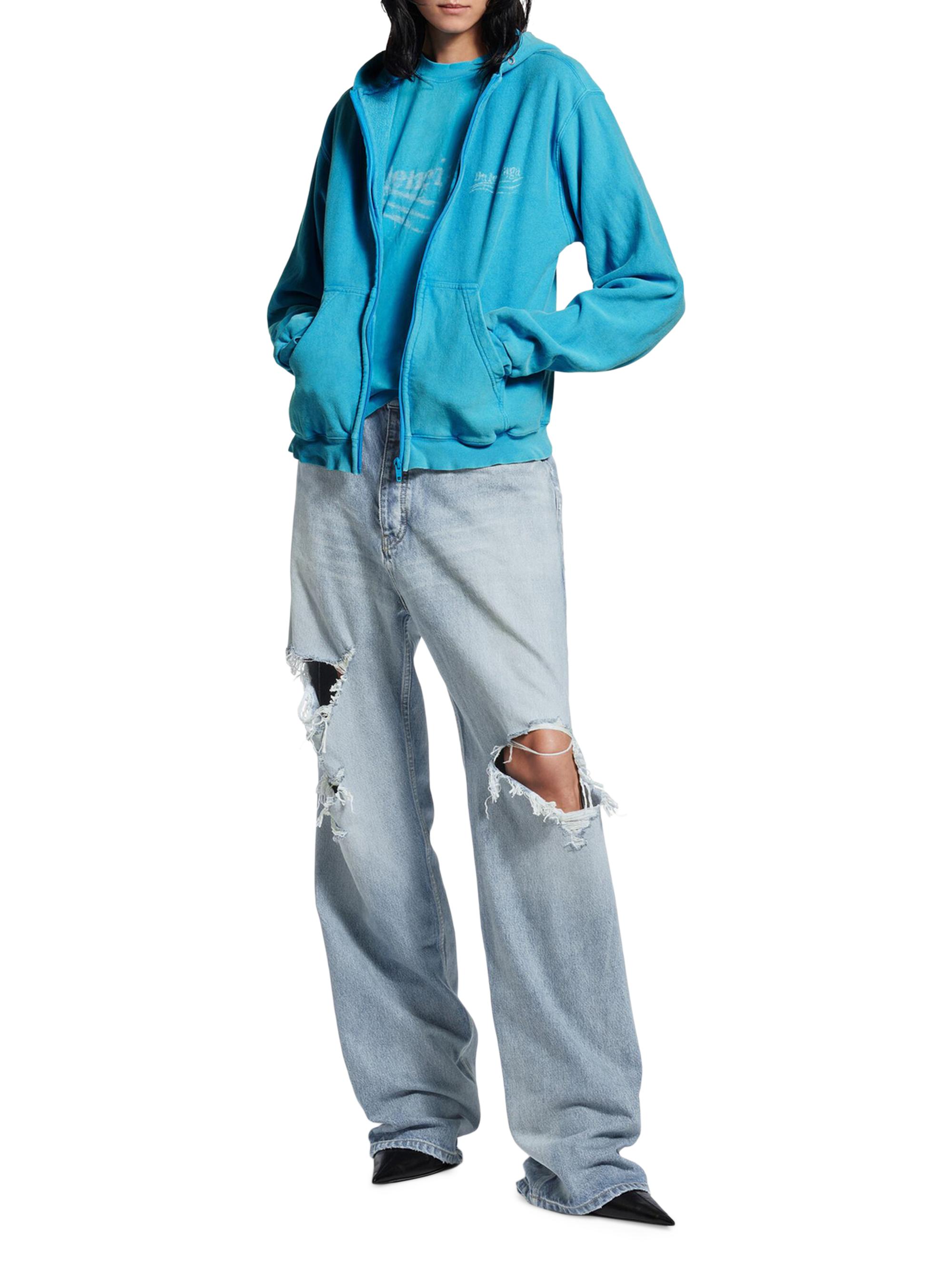 Balenciaga Washed Crayon Political Zip-Up Regular Fit Hoodie