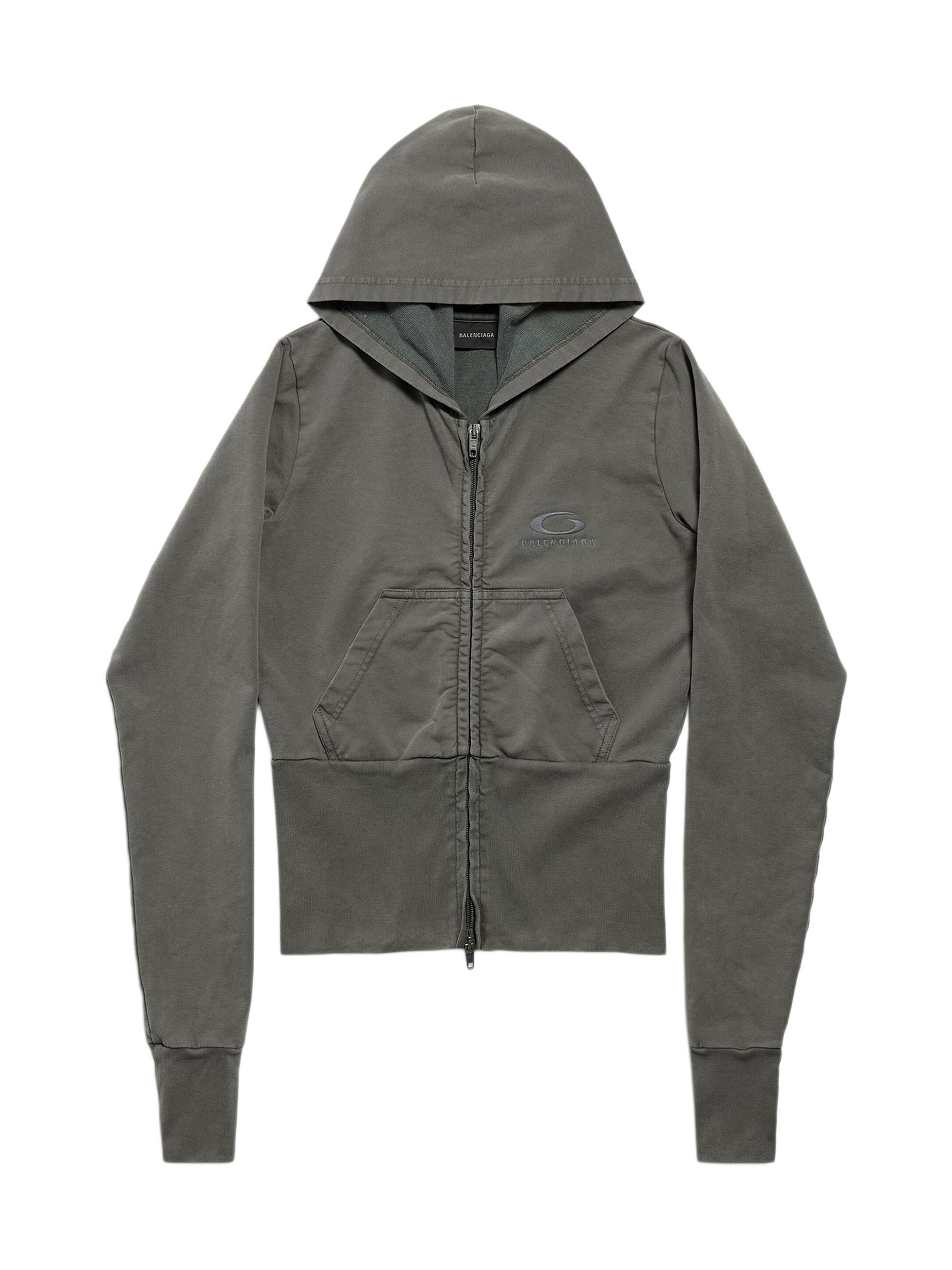 Balenciaga Women's Loop Sports Icon High Rib Zip-Up Hoodie - Grey