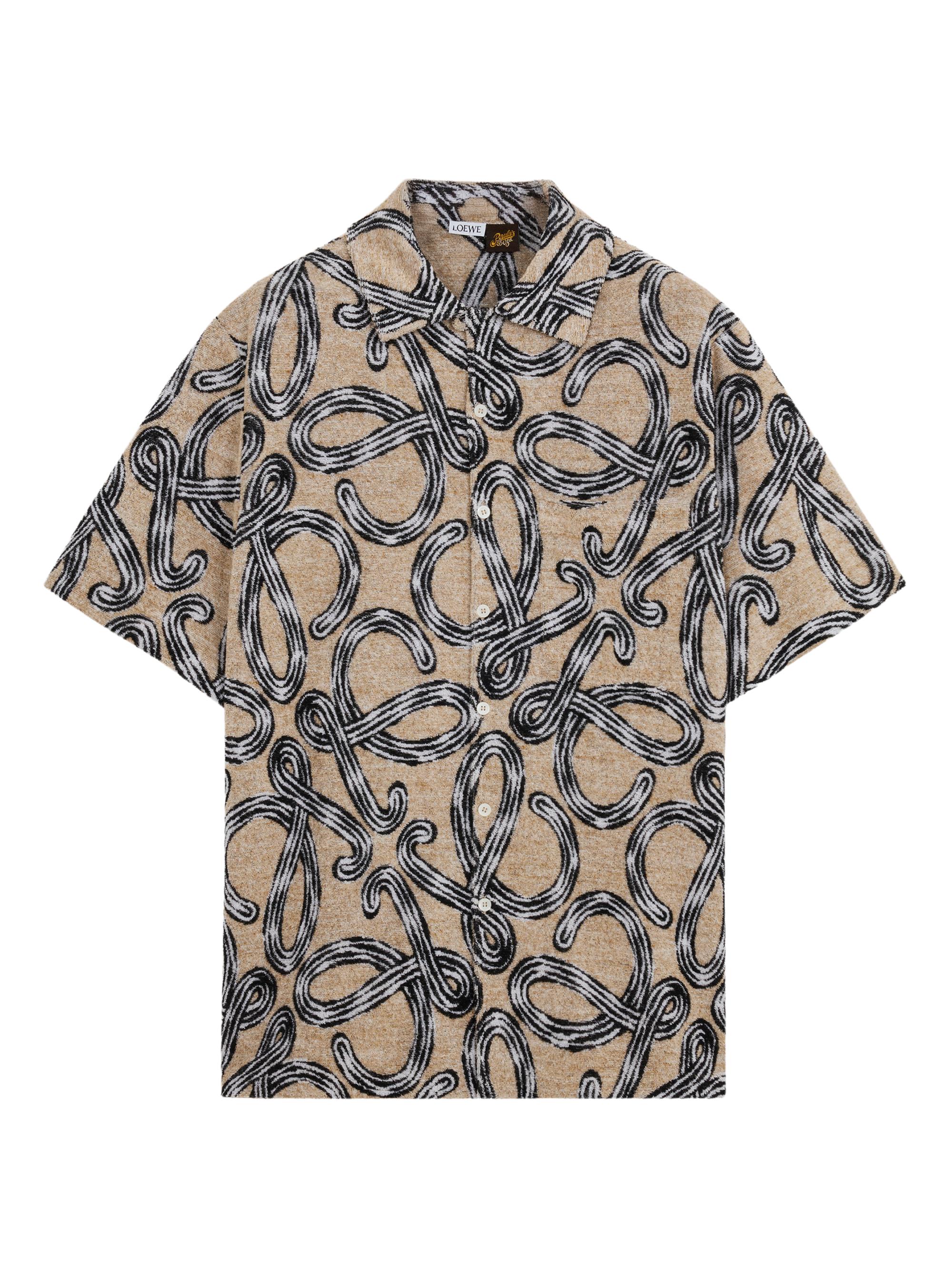 LOEWE Men's  x Paula's Ibiza Towel Terry Jacquard Shirt - Beige Black