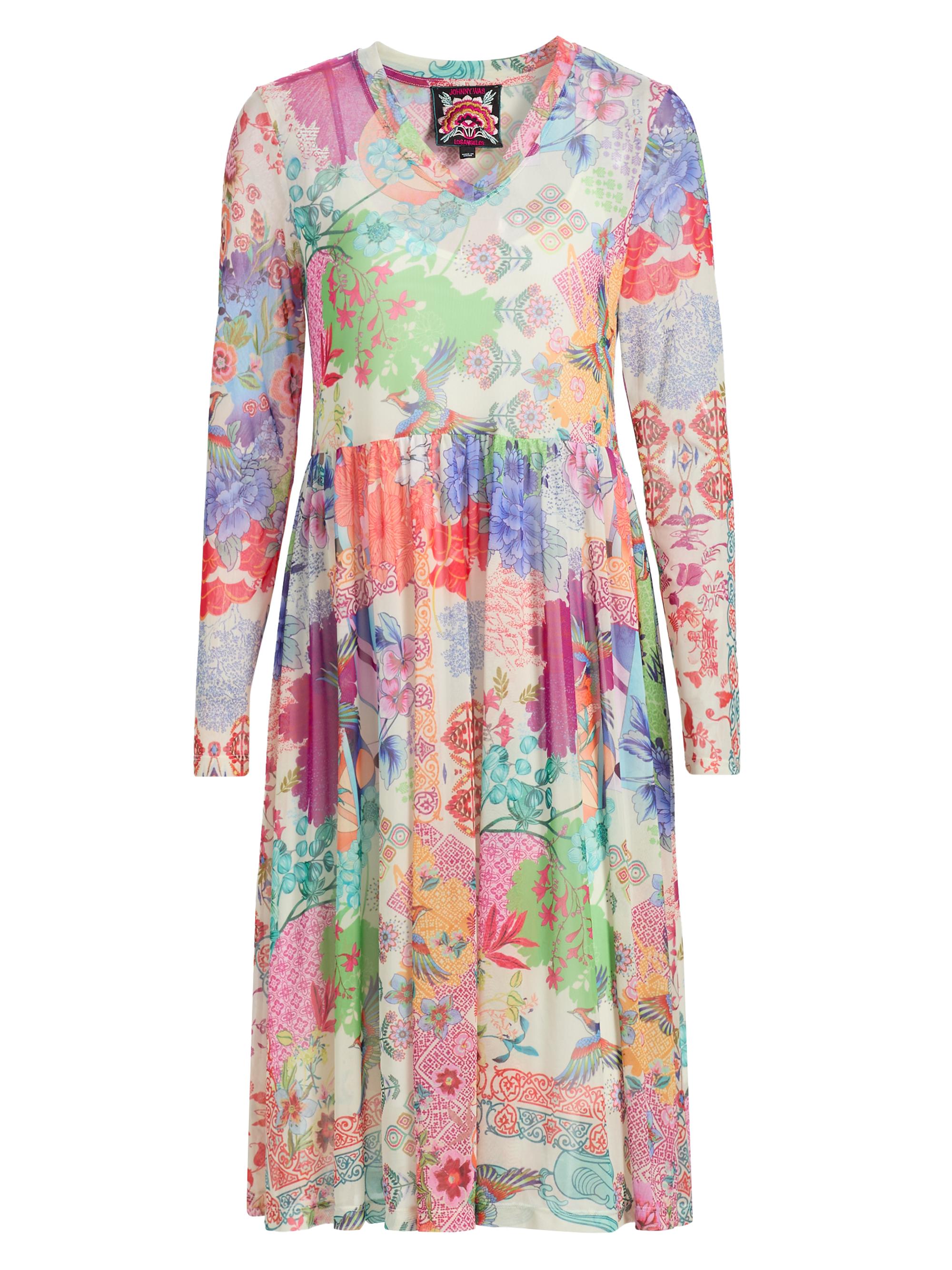 Johnny Was Women's Printed Mesh V-Neck Knee-Length Dress - Mcdreamer Print