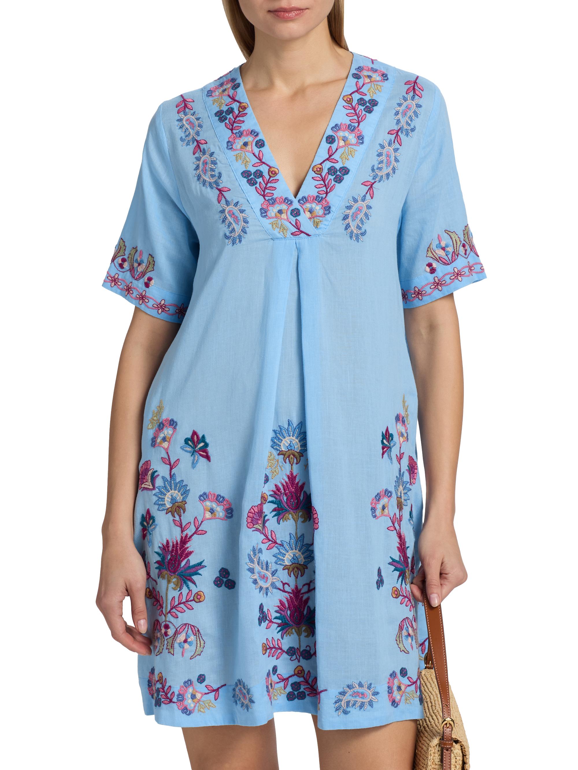 sachin and babi light blue dress Sunday Market Embroidered Tunic Dress in Blue main image 1
