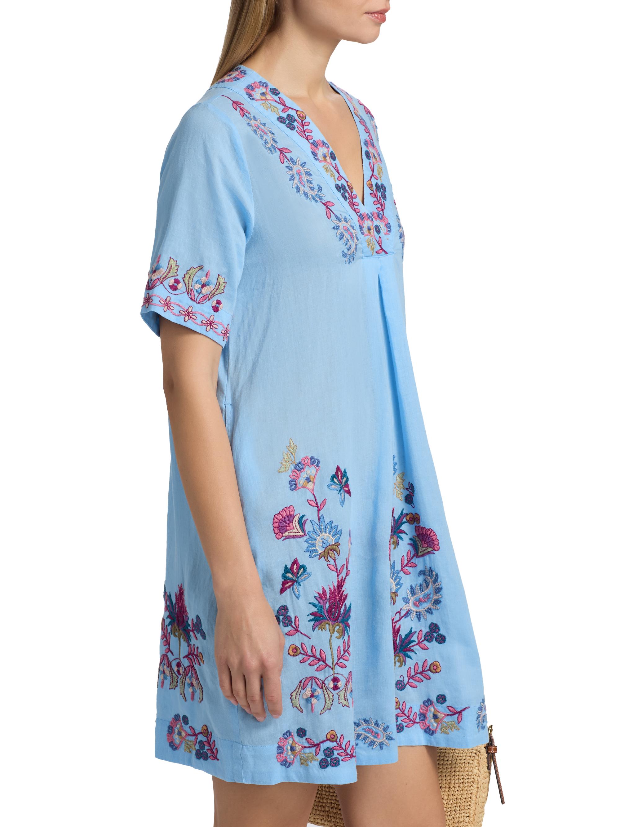 Johnny Was Kesia Floral-Embroidered Tunic Dress | Saks Fifth Avenue