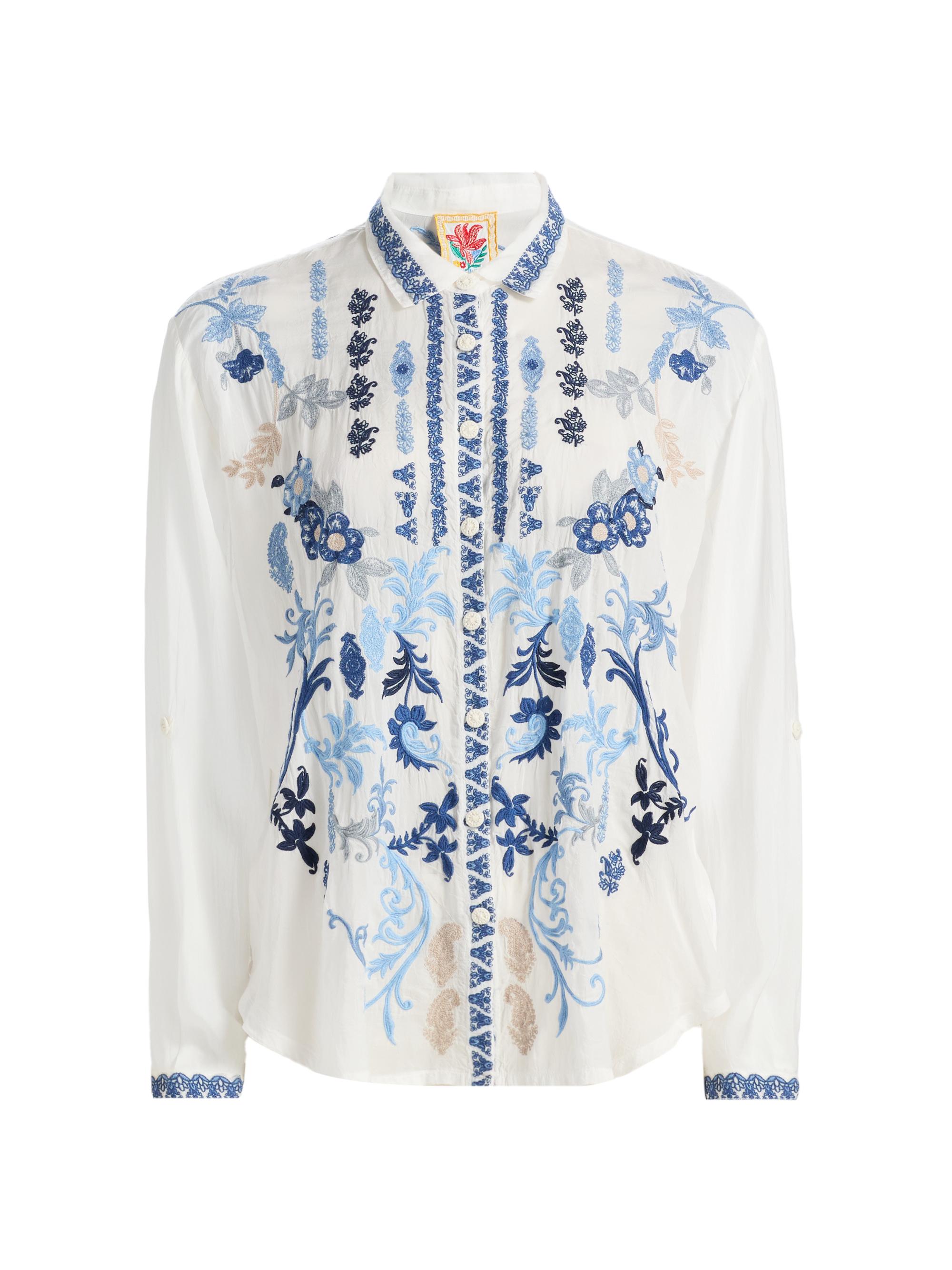Johnny Was Women's Luisa Embroidered Shirt - White