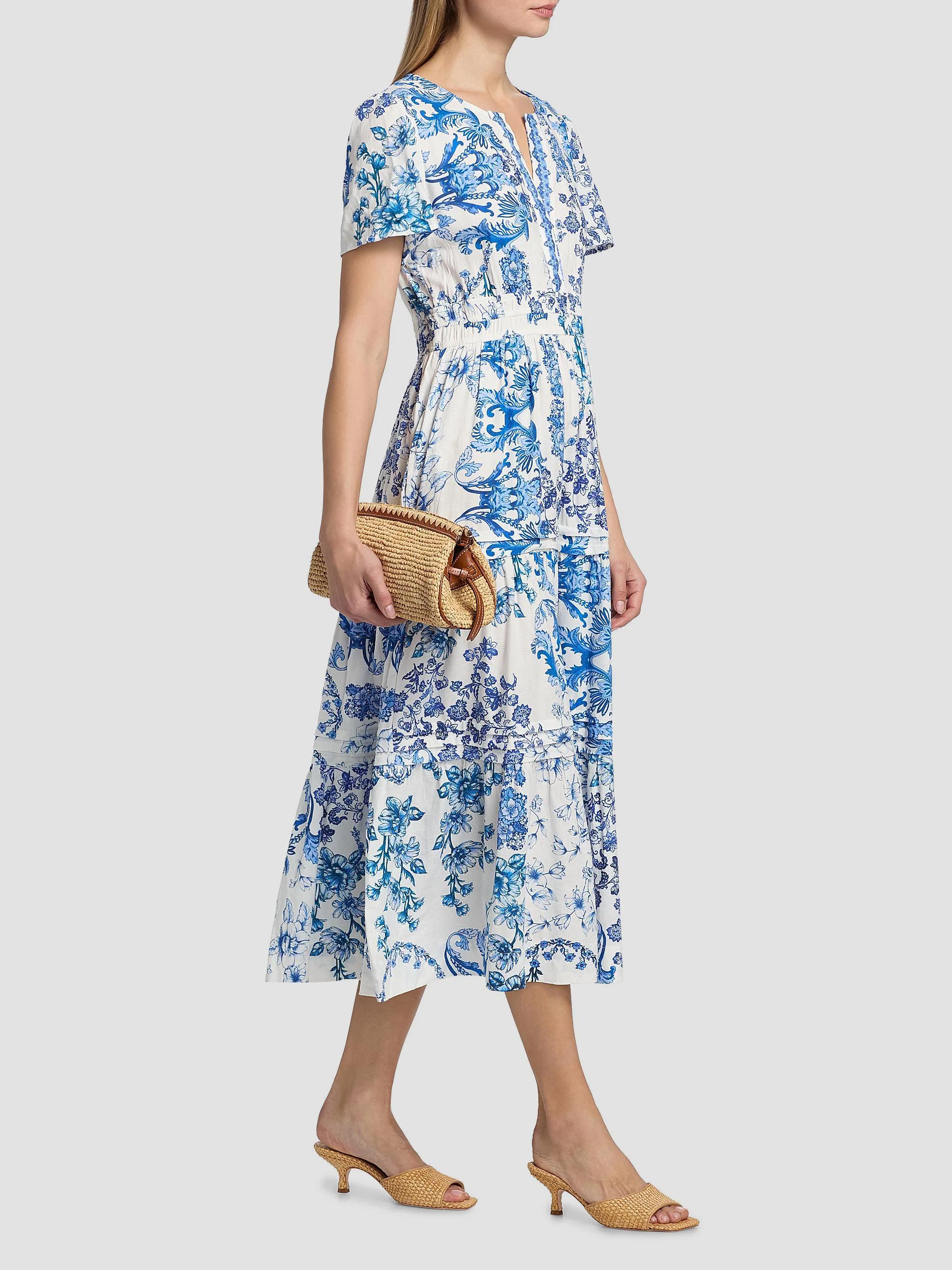 Johnny Was Pintuck Tiered Midi-Dress | Saks Fifth Avenue