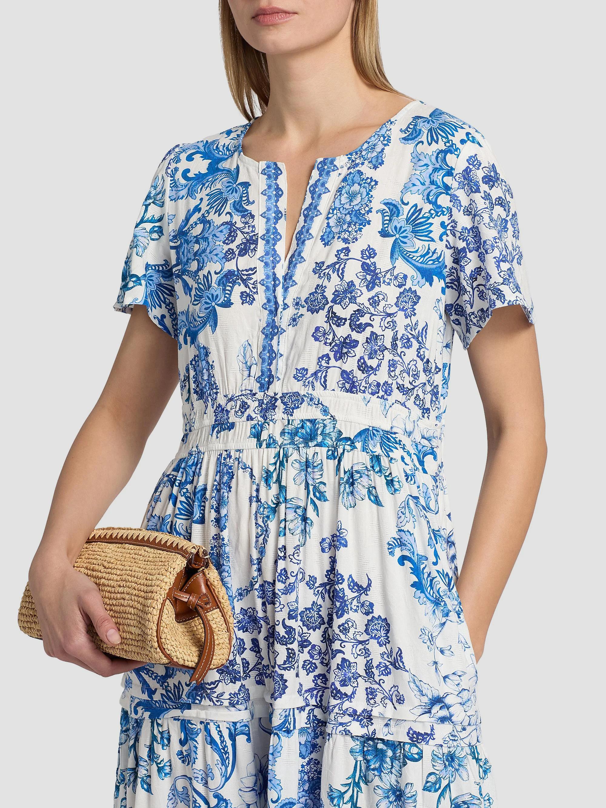 Johnny Was Pintuck Tiered Midi-Dress | Saks Fifth Avenue