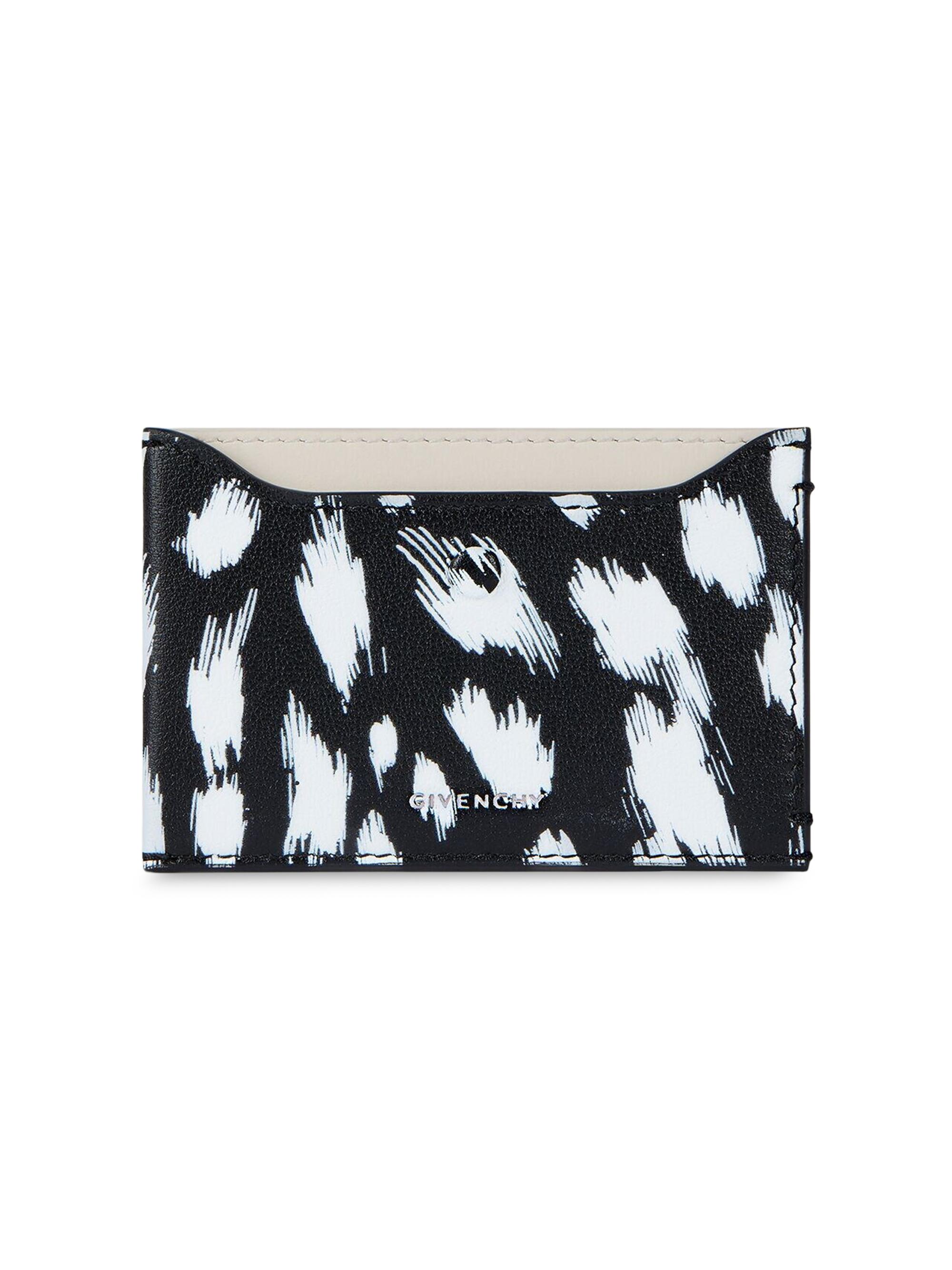 Givenchy Women's Day Card Holder in Leather with Snow Leopard Print - Black