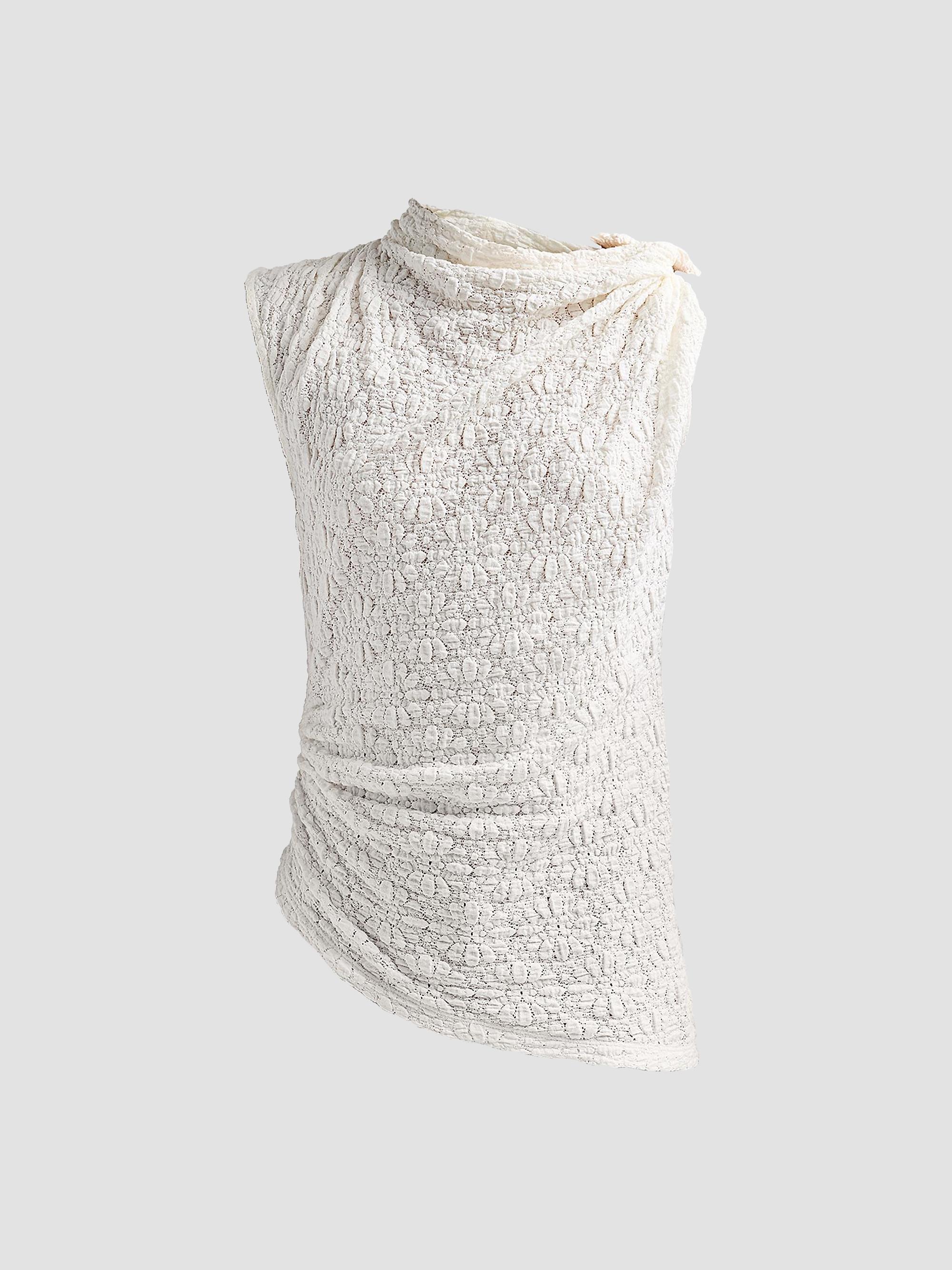 Proenza Schouler White Label Women's Circe Draped Floral Cotton-Blend Top - Alabaster