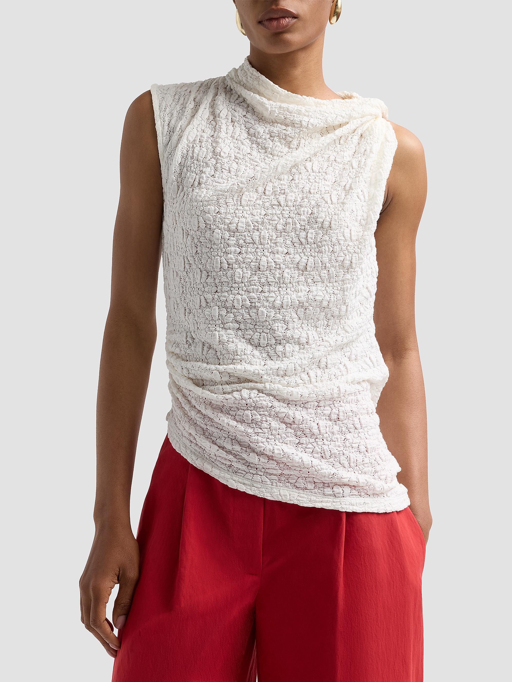 Proenza Schouler White Label Women's Circe Draped Floral Cotton-Blend Top - Alabaster | Thumbnail 4