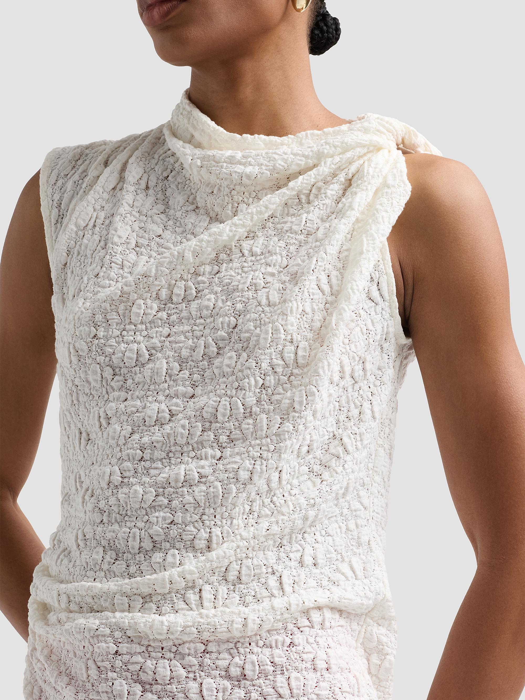 Proenza Schouler White Label Women's Circe Draped Floral Cotton-Blend Top - Alabaster | Thumbnail 5
