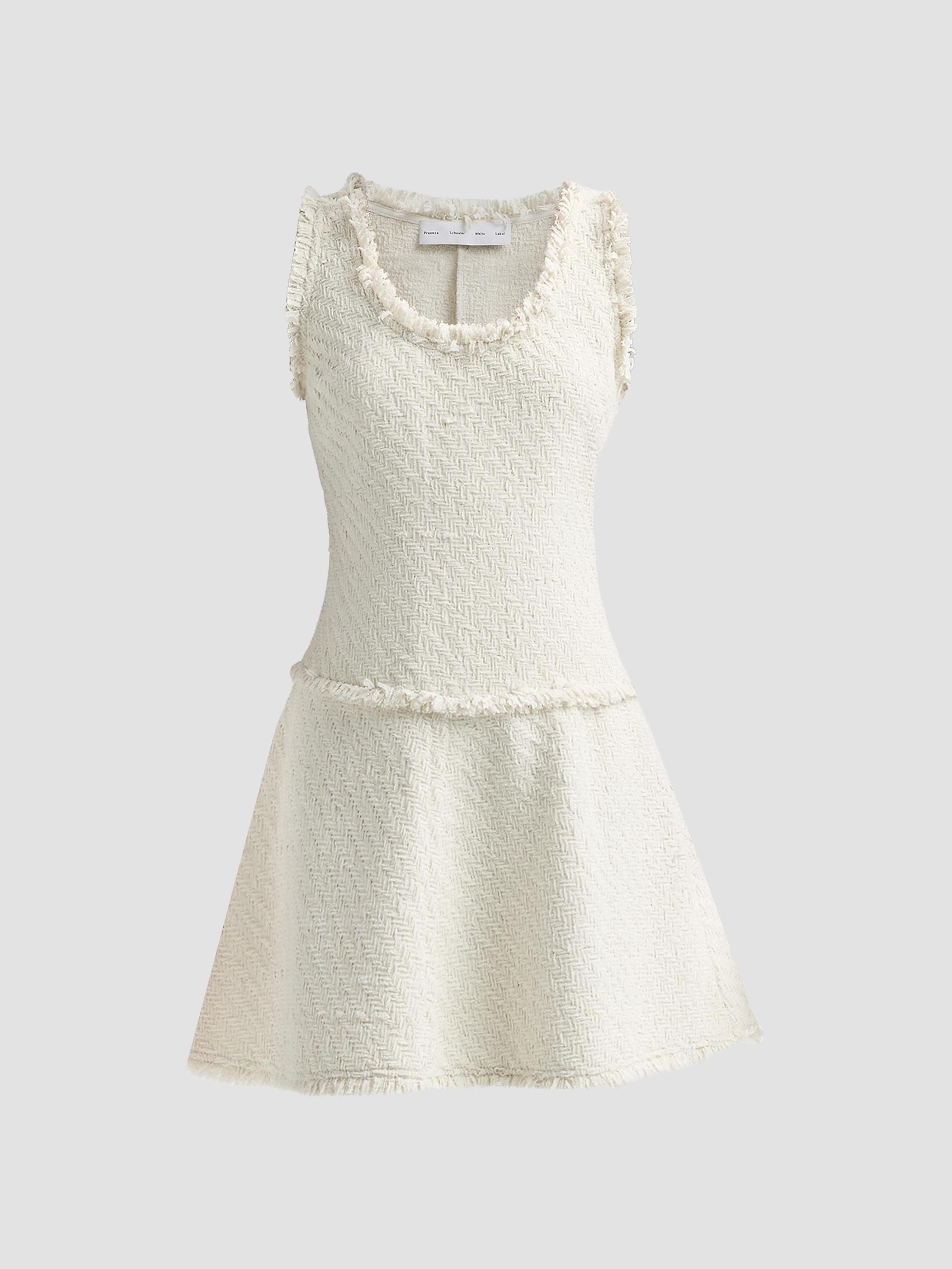 Proenza Schouler White Label Women's Kaida Basketweave Tweed A-Line Mini Dress - White | Thumbnail 6
