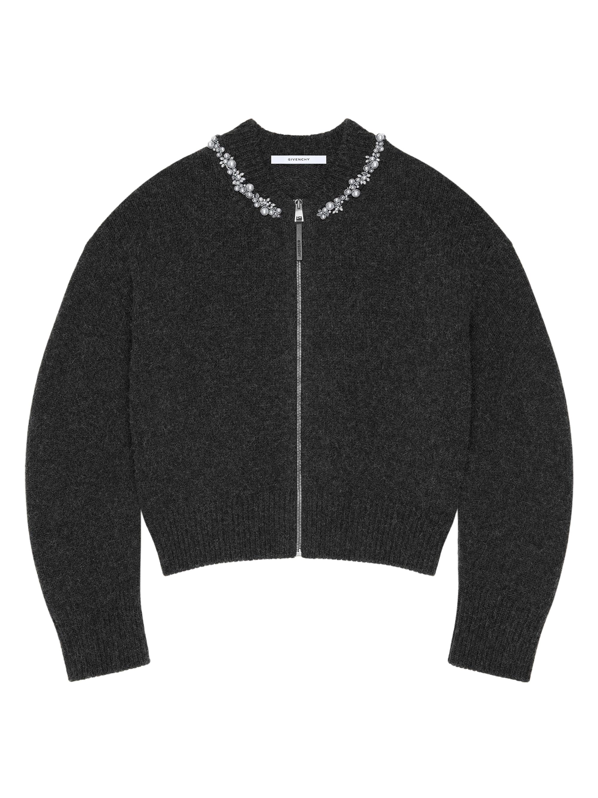 Givenchy Men's Embellished Couture Seam Cardigan in Alpaca and Yak Wool - Grey Mix