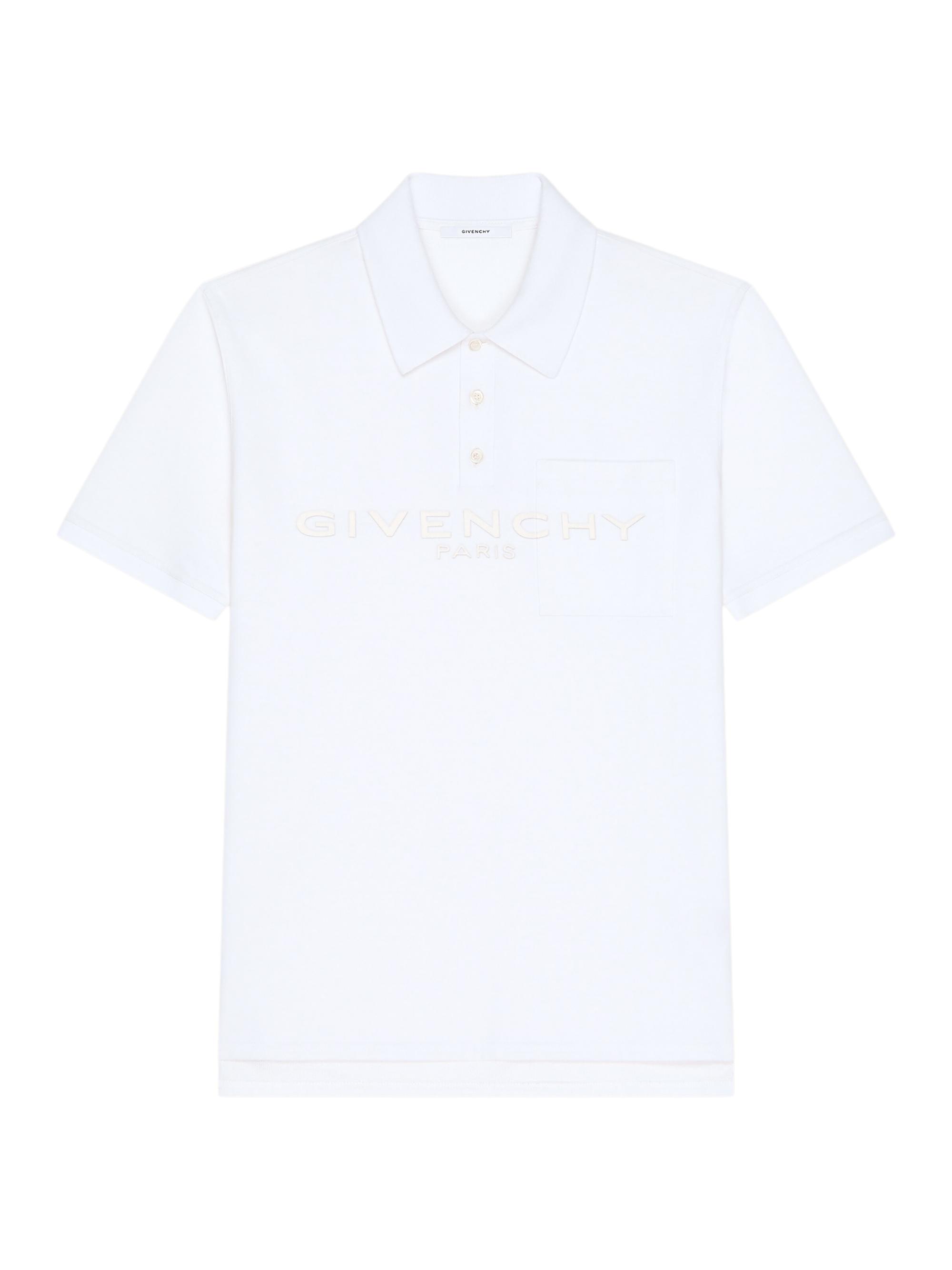 Givenchy Men's Polo Shirt in Cotton and Silk with Paris Jacquard - White
